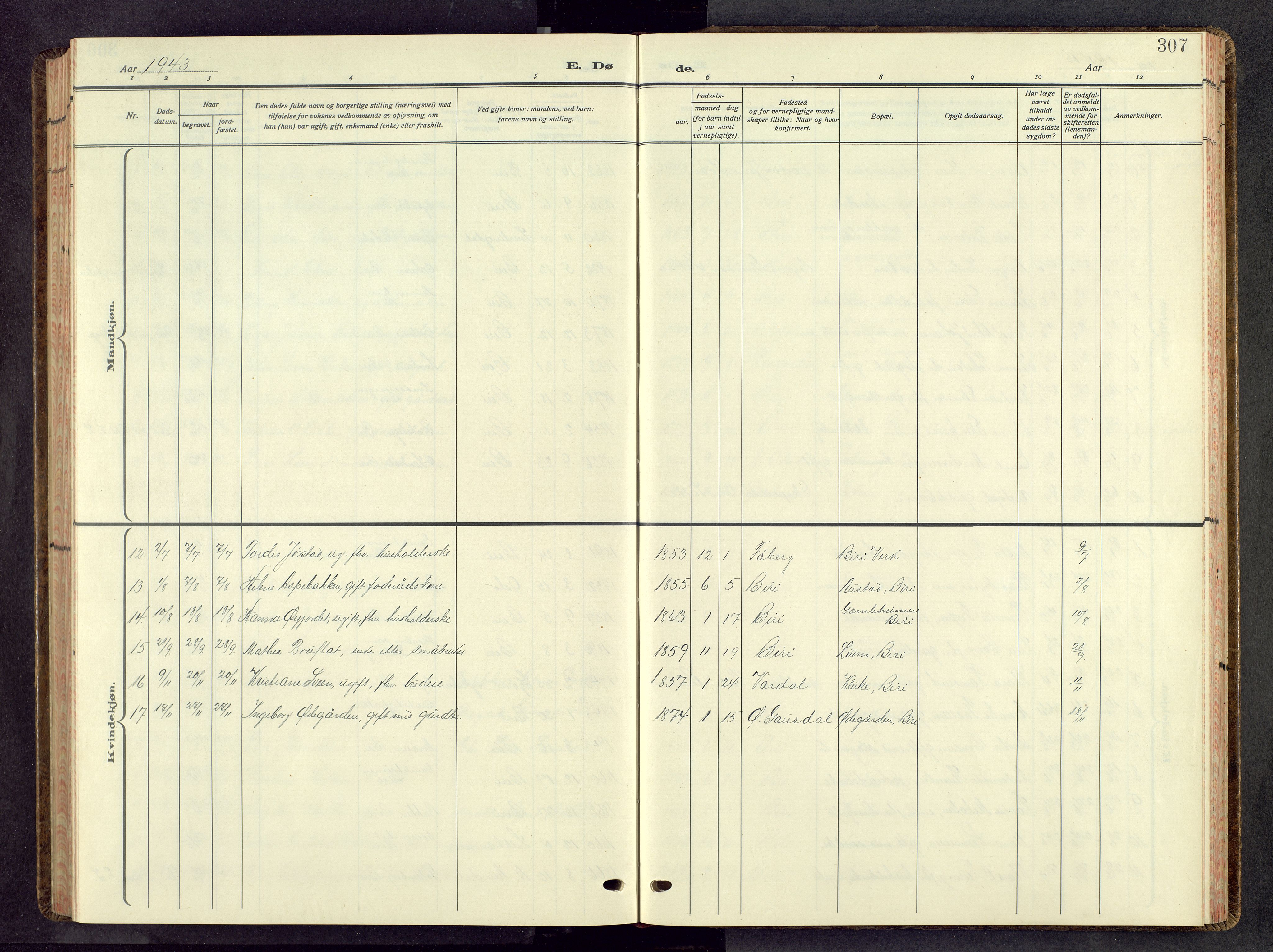 Biri prestekontor, AV/SAH-PREST-096/H/Ha/Hab/L0008: Parish register (copy) no. 8, 1939-1962, p. 307