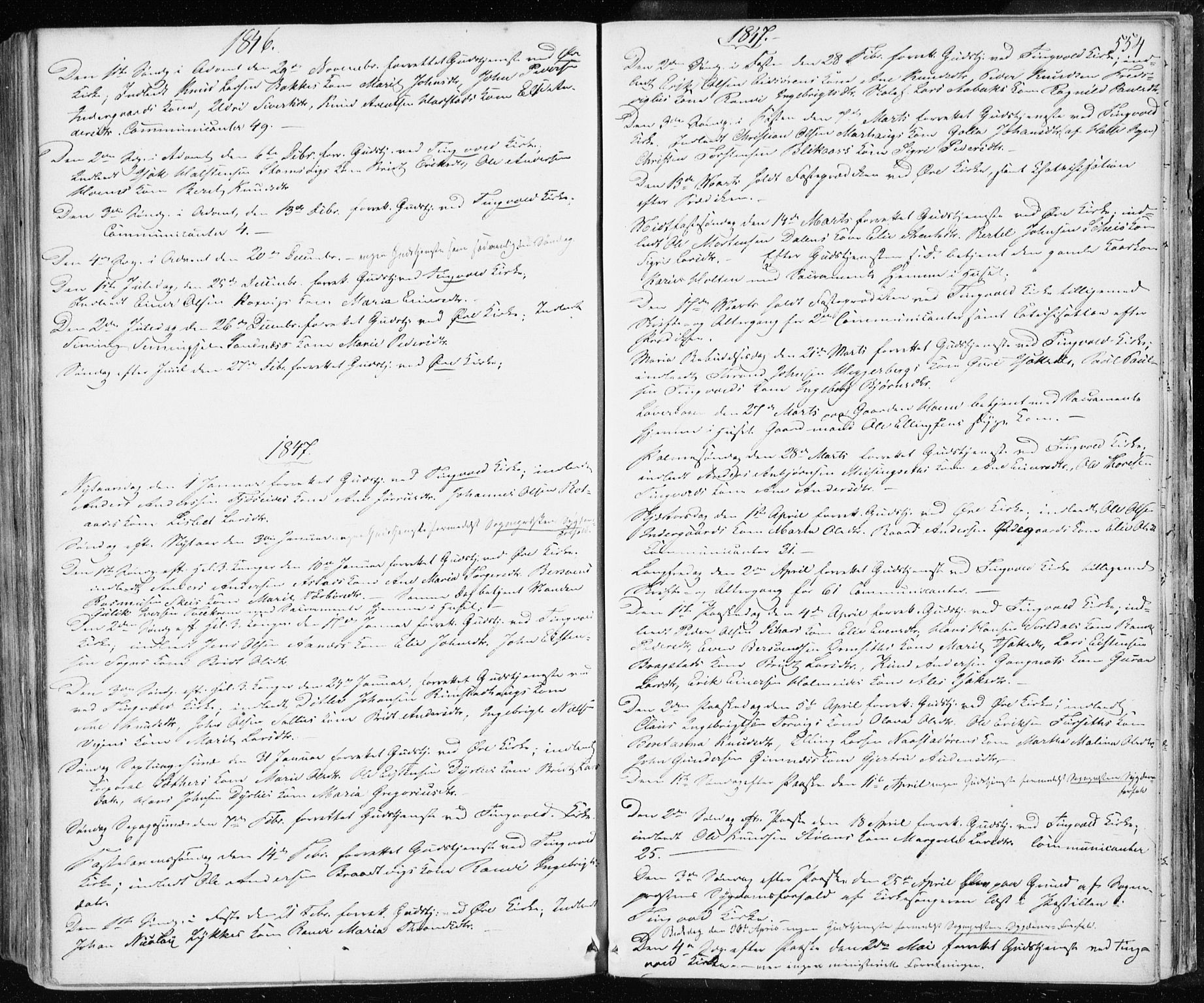 Ministerialprotokoller, klokkerbøker og fødselsregistre - Møre og Romsdal, AV/SAT-A-1454/586/L0984: Parish register (official) no. 586A10, 1844-1856, p. 554