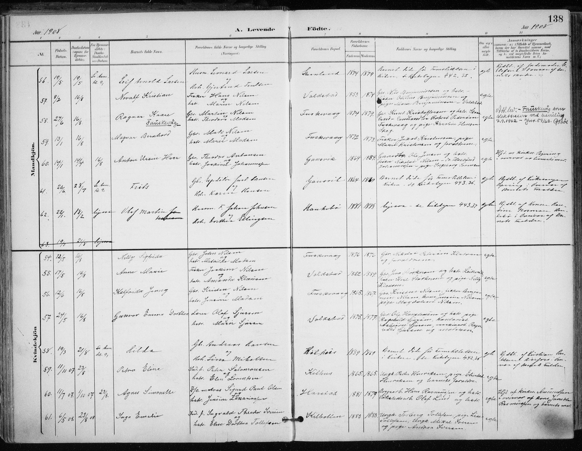 Trondenes sokneprestkontor, SATØ/S-1319/H/Ha/L0017kirke: Parish register (official) no. 17, 1899-1908, p. 138