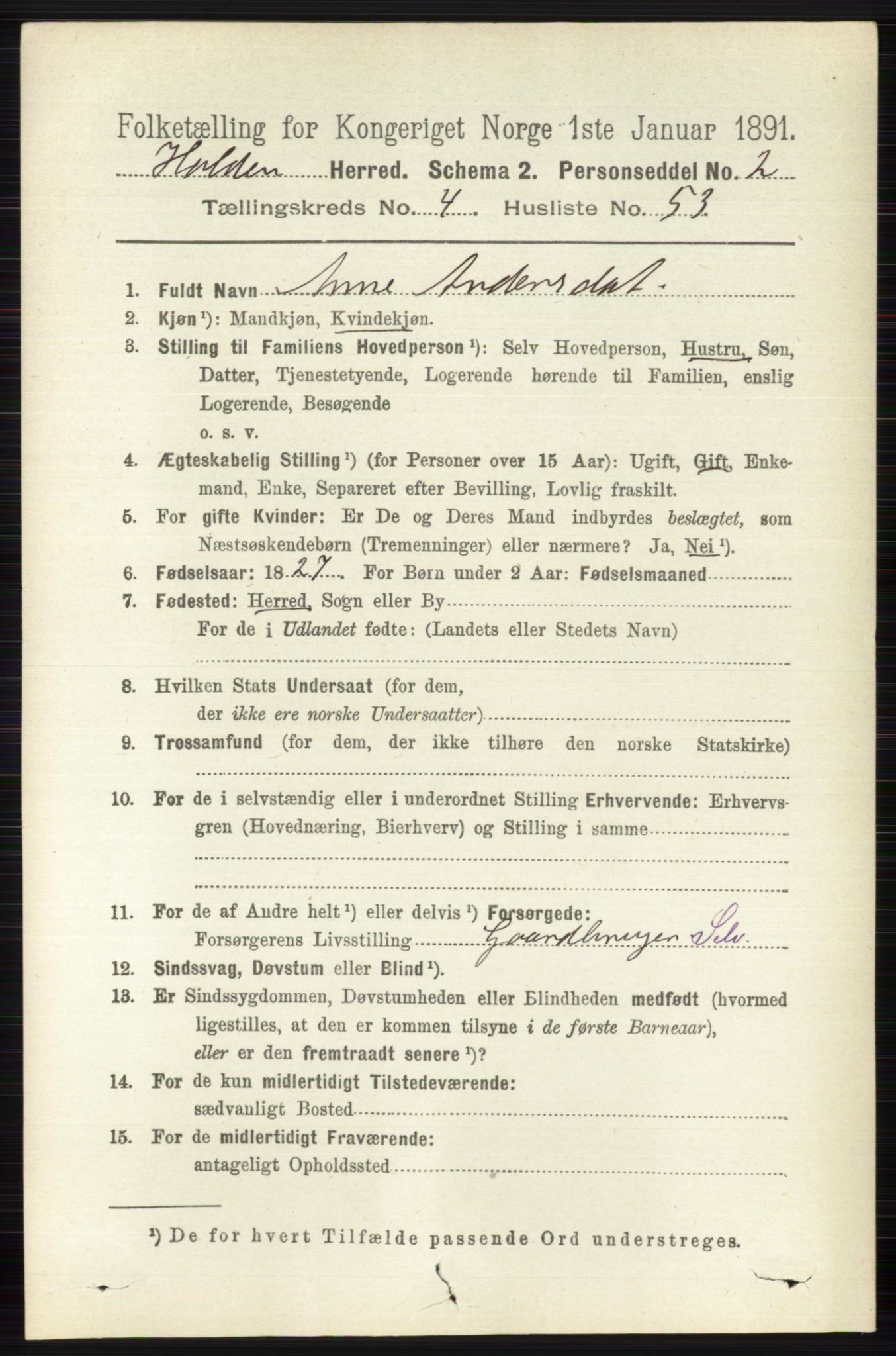 RA, 1891 census for 0819 Holla, 1891, p. 2576