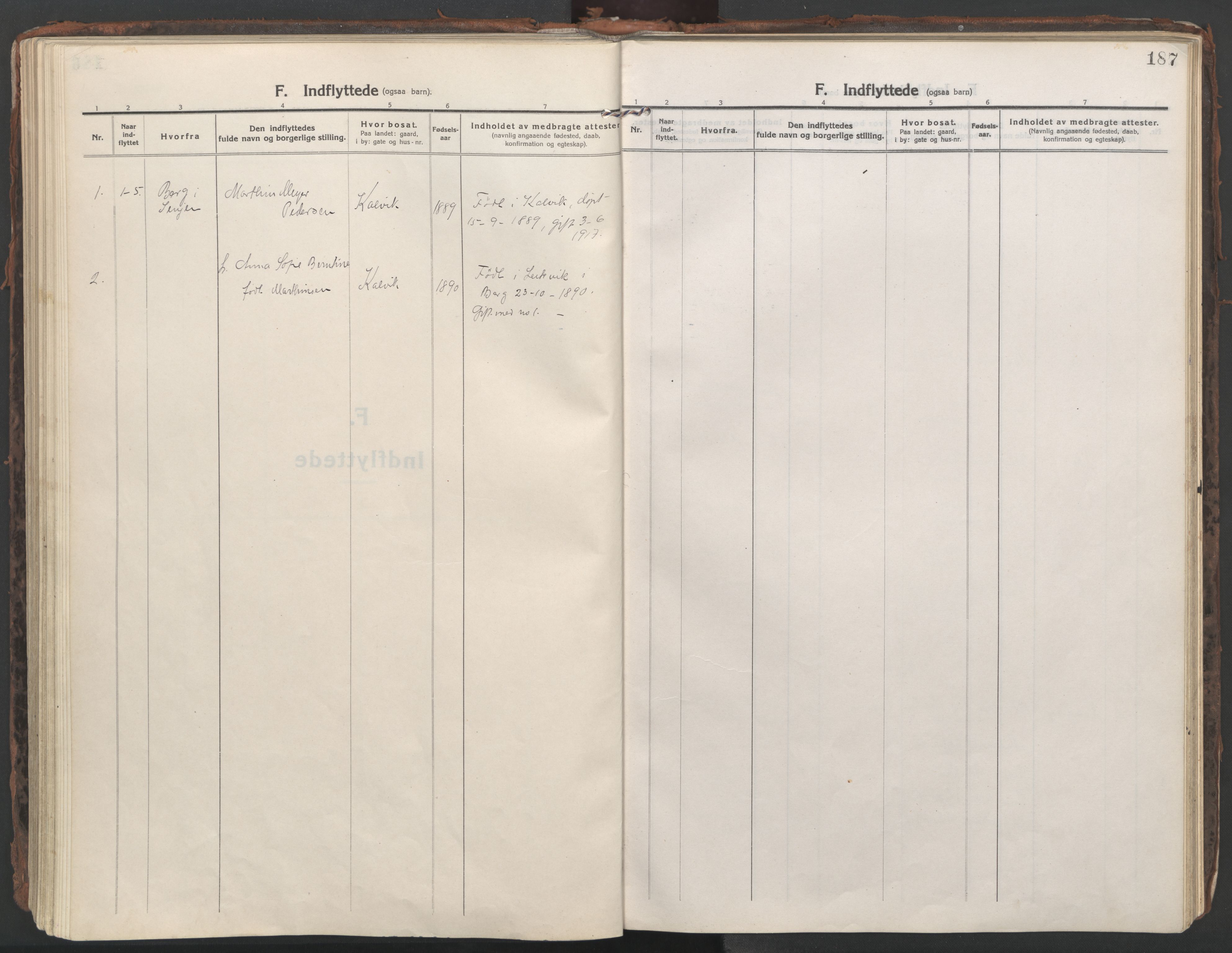 Ministerialprotokoller, klokkerbøker og fødselsregistre - Nordland, AV/SAT-A-1459/861/L0872: Parish register (official) no. 861A07, 1915-1924, p. 187