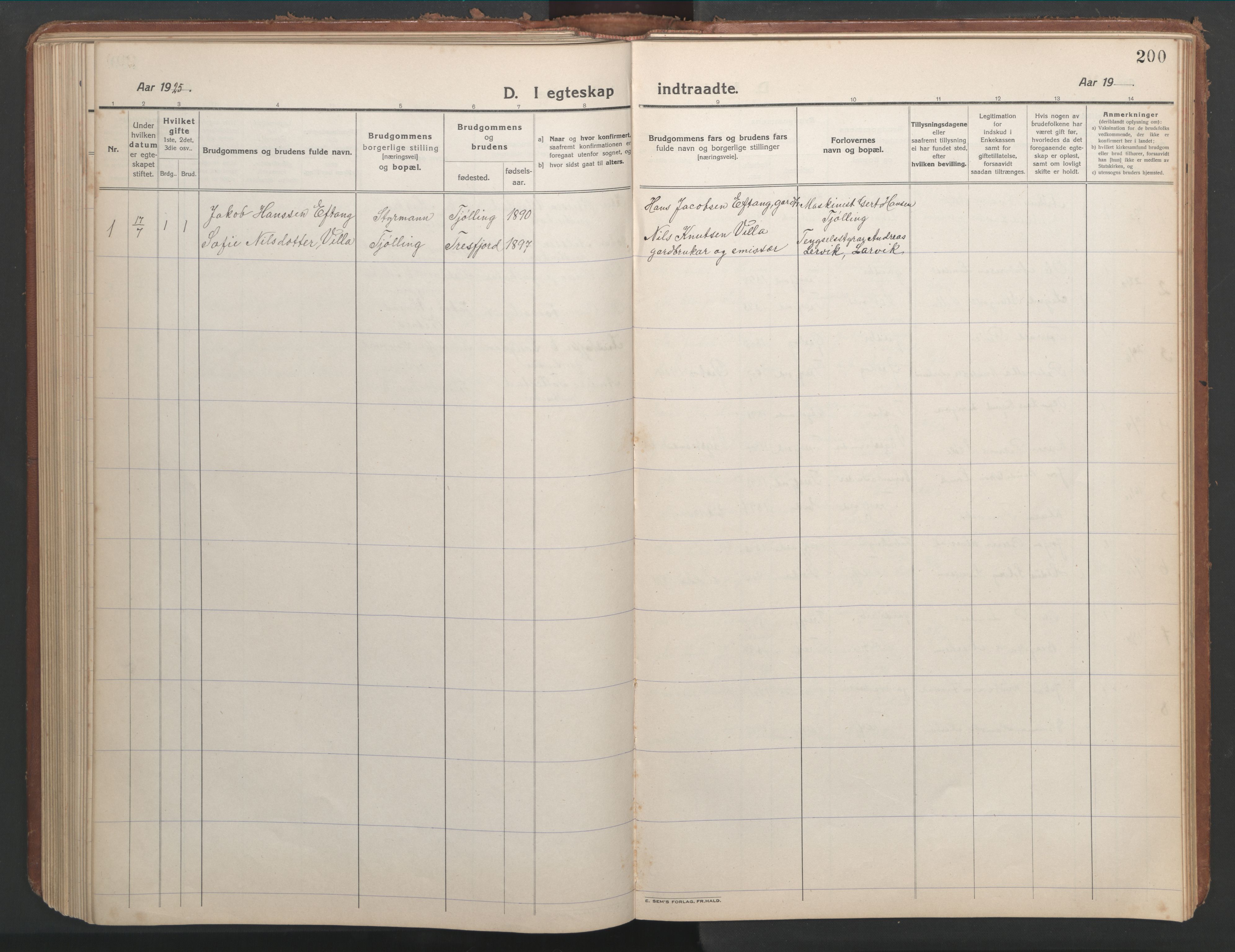 Ministerialprotokoller, klokkerbøker og fødselsregistre - Møre og Romsdal, SAT/A-1454/541/L0548: Parish register (copy) no. 541C03, 1921-1960, p. 200