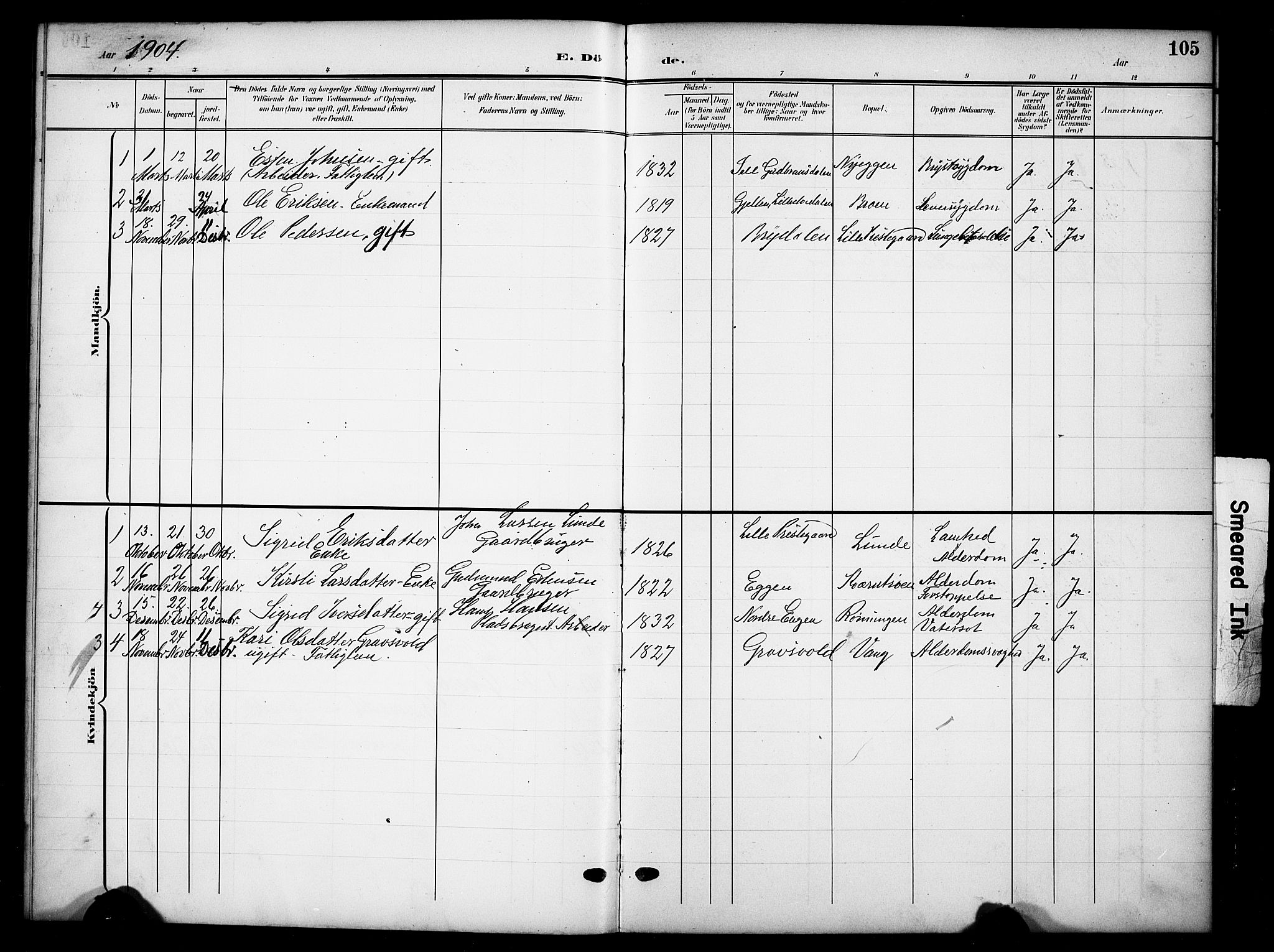 Tynset prestekontor, SAH/PREST-058/H/Ha/Hab/L0010: Parish register (copy) no. 10, 1902-1929, p. 105