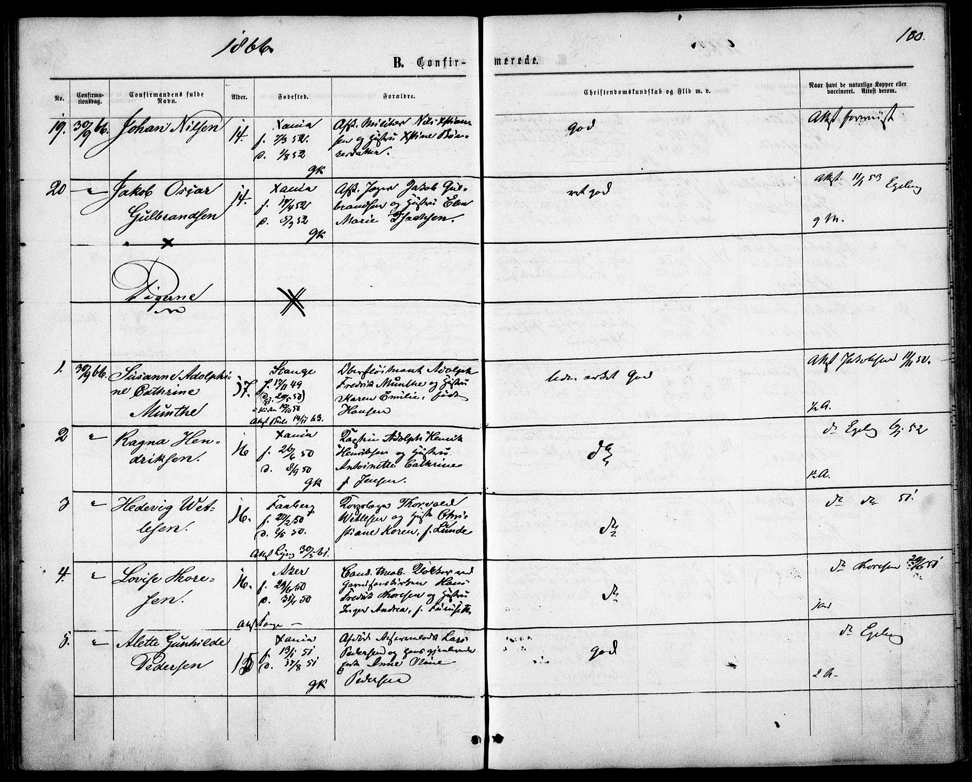 Garnisonsmenigheten Kirkebøker, AV/SAO-A-10846/F/Fa/L0010: Parish register (official) no. 10, 1859-1869, p. 180