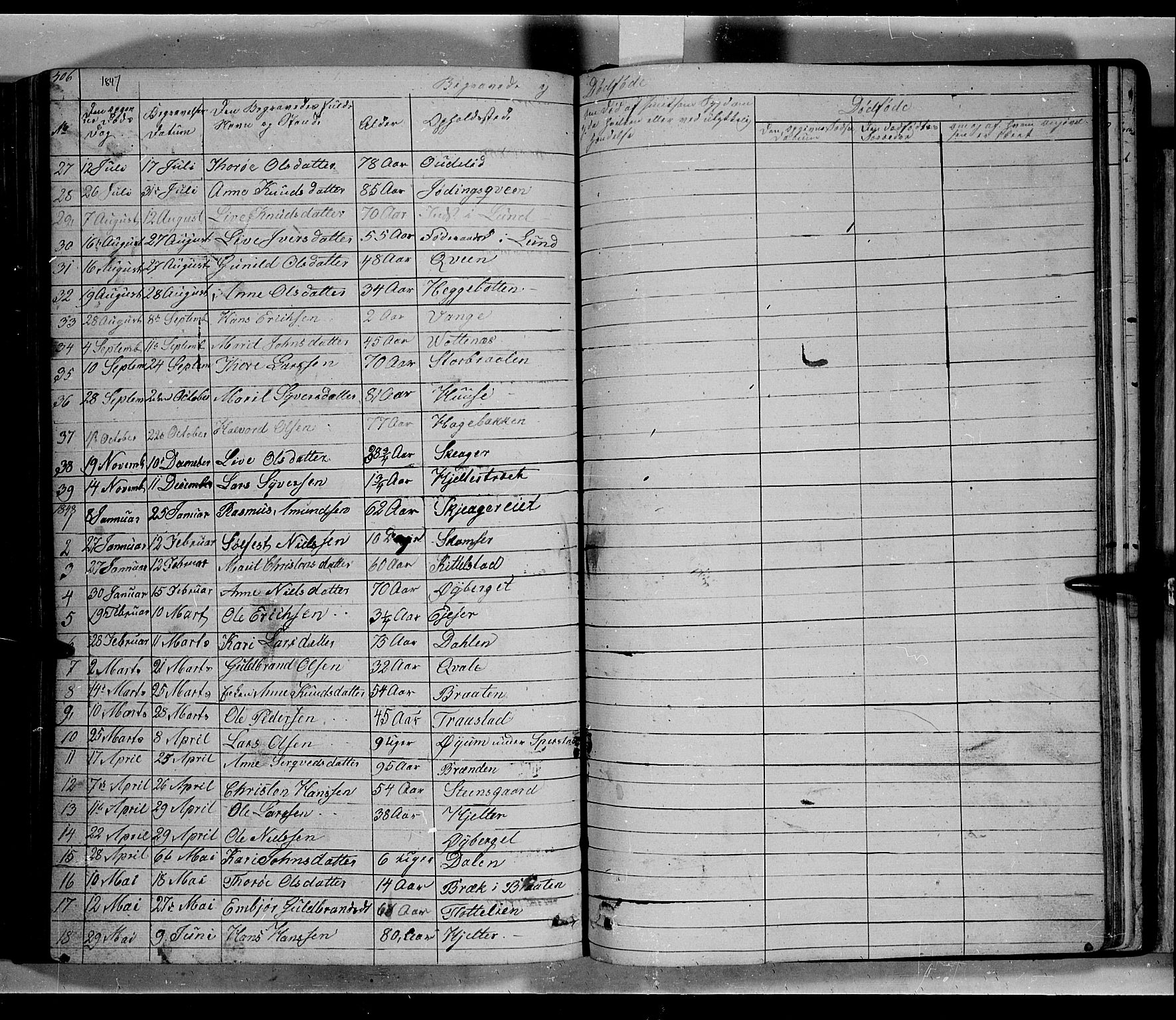 Lom prestekontor, SAH/PREST-070/L/L0004: Parish register (copy) no. 4, 1845-1864, p. 406-407