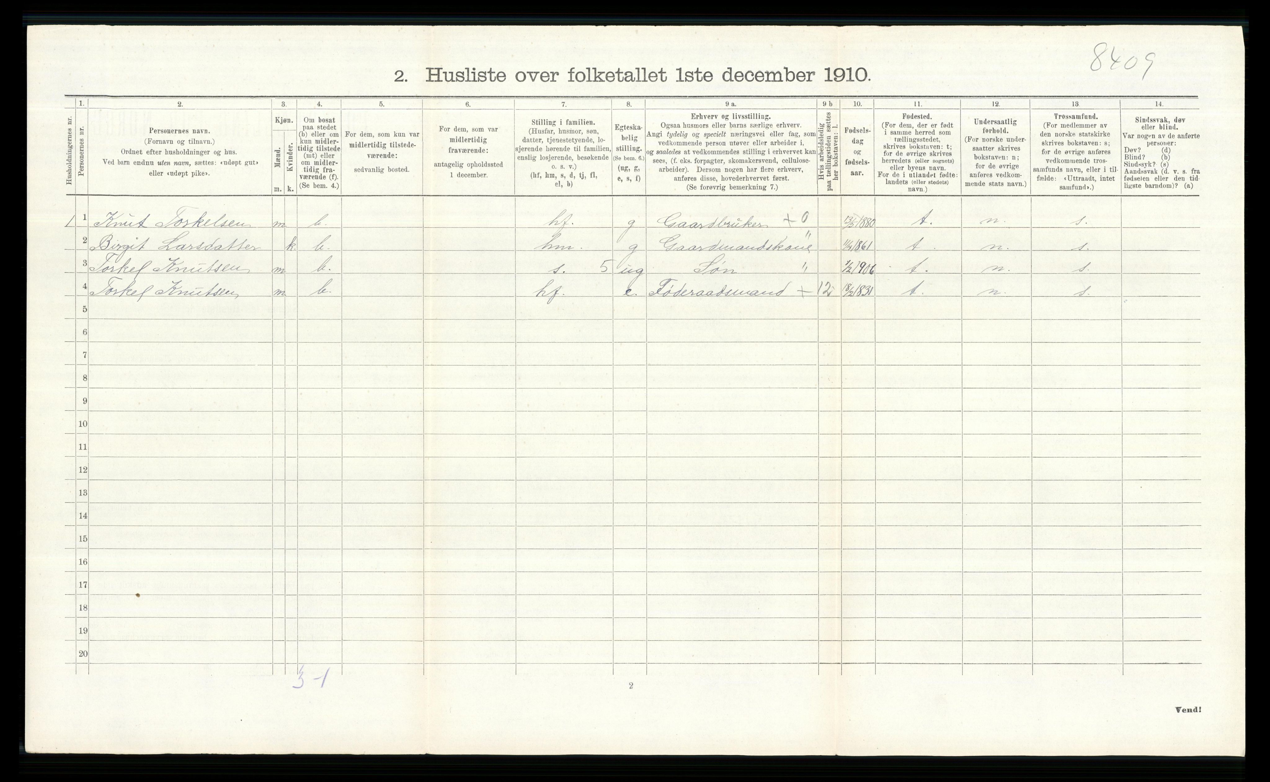 RA, 1910 census for Gol, 1910, p. 811