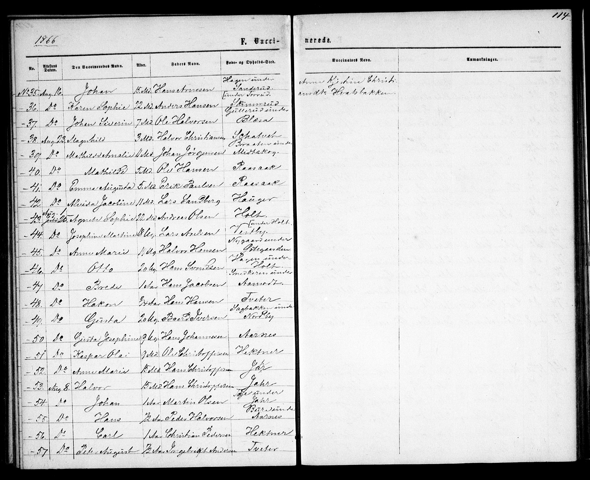 Fet prestekontor Kirkebøker, AV/SAO-A-10370a/F/Fa/L0012: Parish register (official) no. I 12, 1860-1866, p. 114