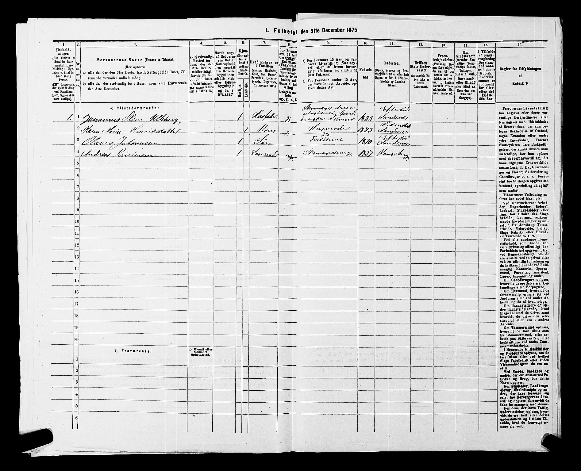 SAKO, 1875 census for 0629P Sandsvær, 1875, p. 1715