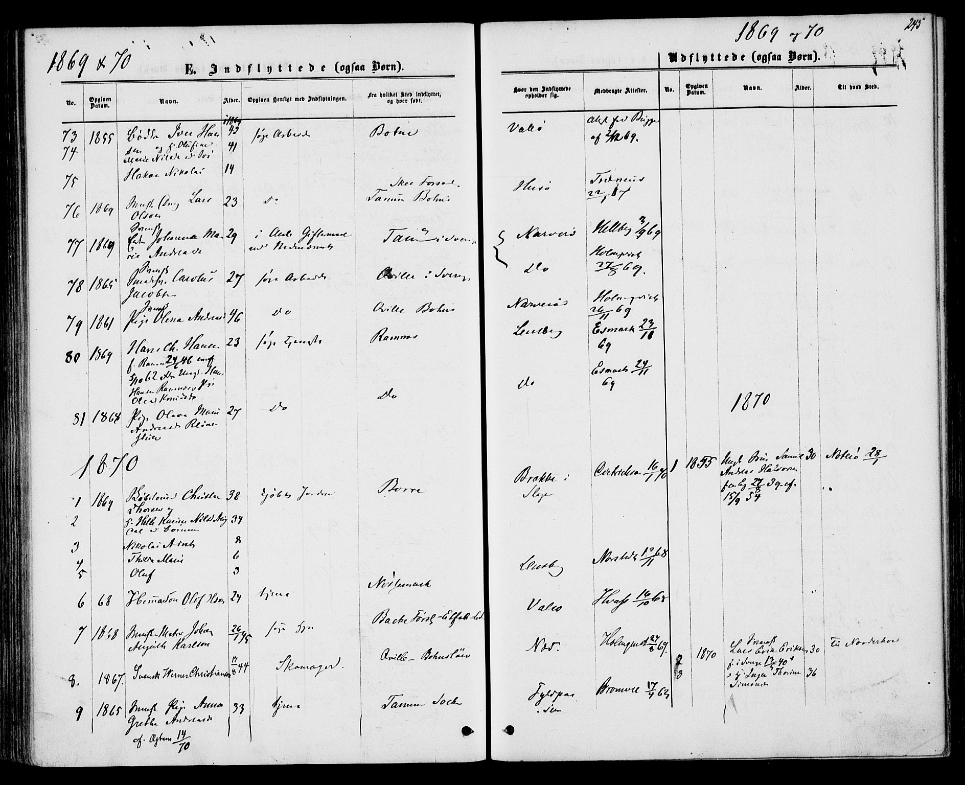 Sem kirkebøker, AV/SAKO-A-5/F/Fa/L0008: Parish register (official) no. I 8, 1866-1873, p. 245