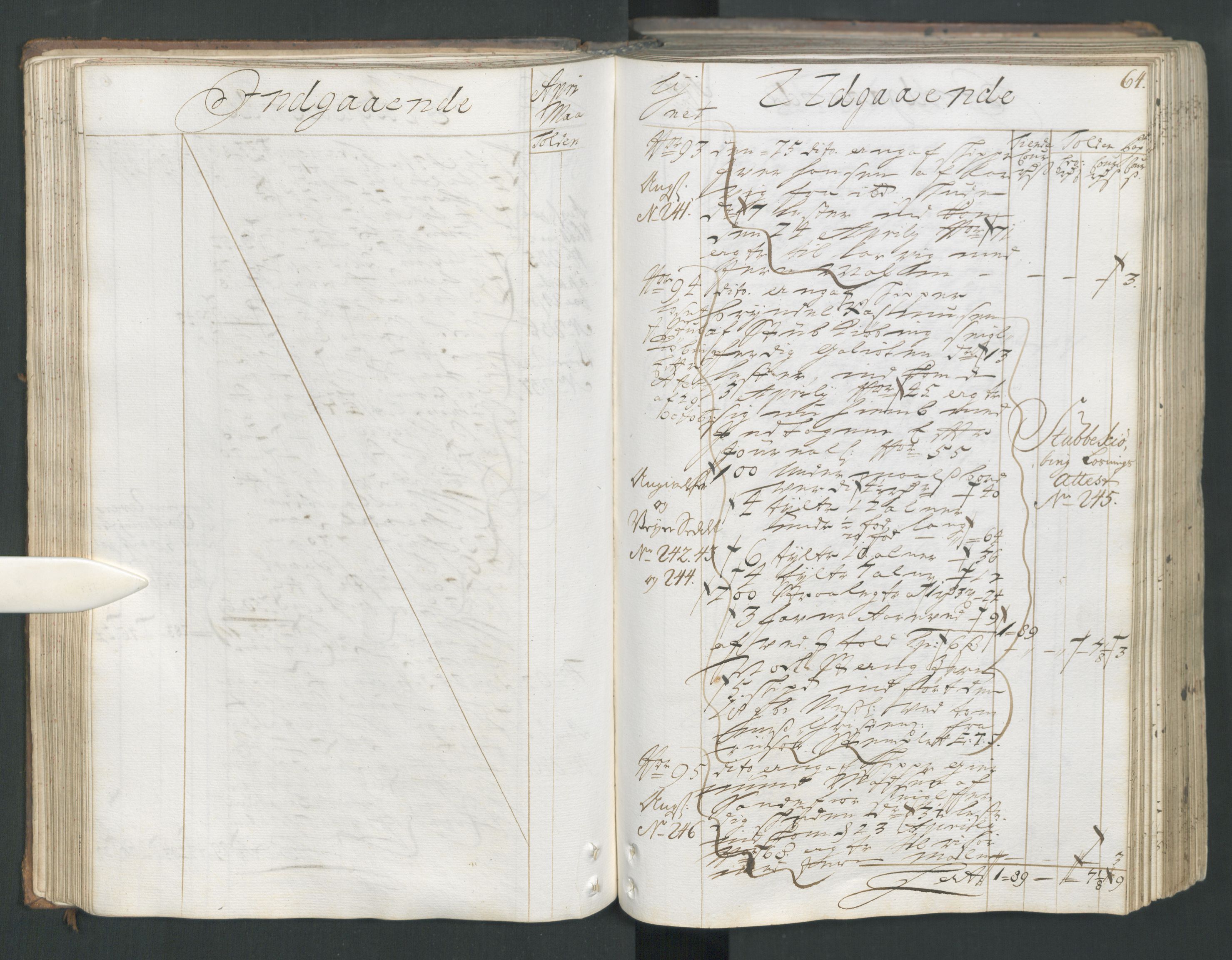 Generaltollkammeret, tollregnskaper, AV/RA-EA-5490/R15/L0013/0001: Tollregnskaper Arendal / Hovedtollbok, 1733, p. 63b-64a