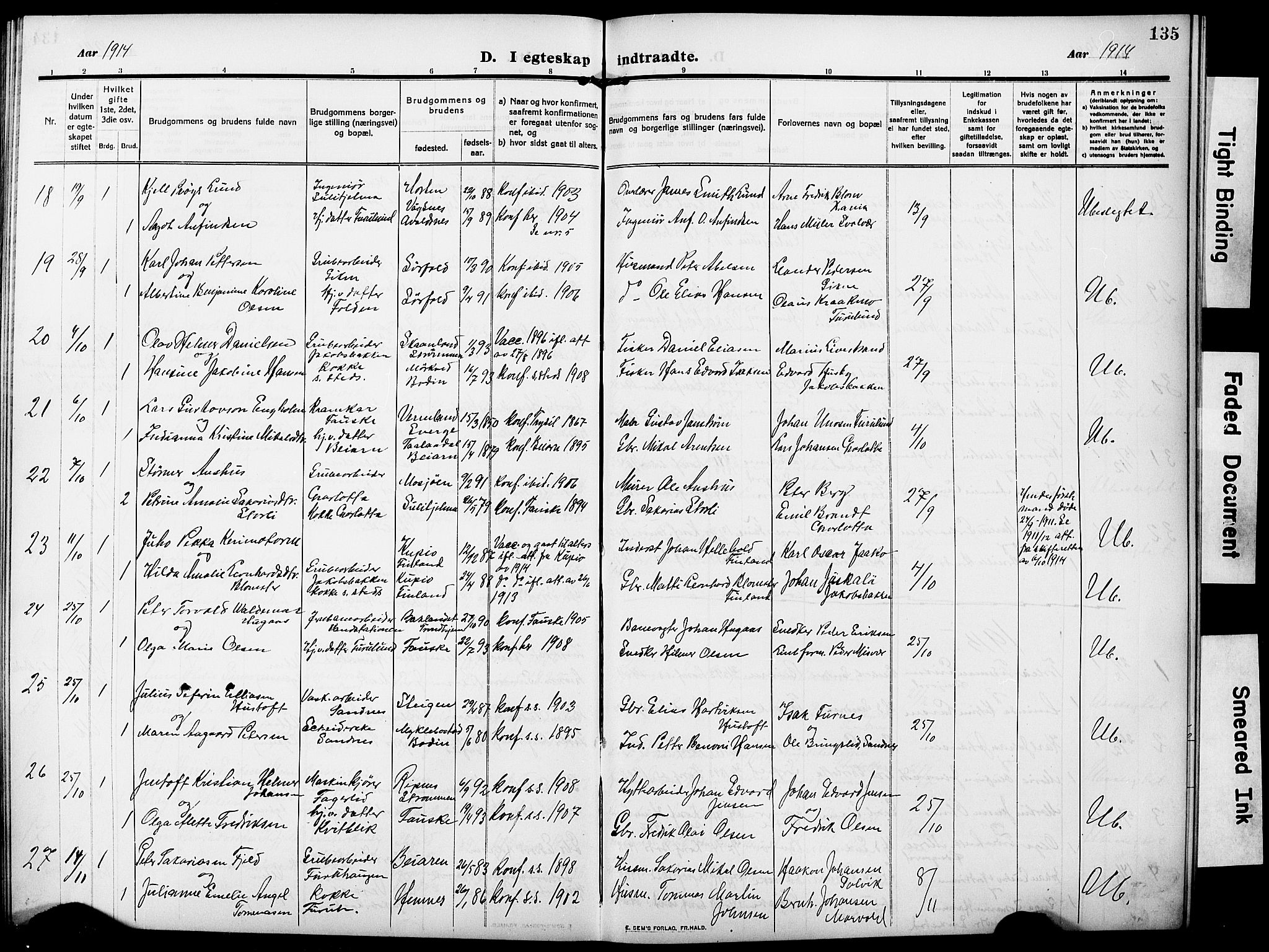 Ministerialprotokoller, klokkerbøker og fødselsregistre - Nordland, AV/SAT-A-1459/850/L0710: Parish register (official) no. 850A02, 1910-1920, p. 135