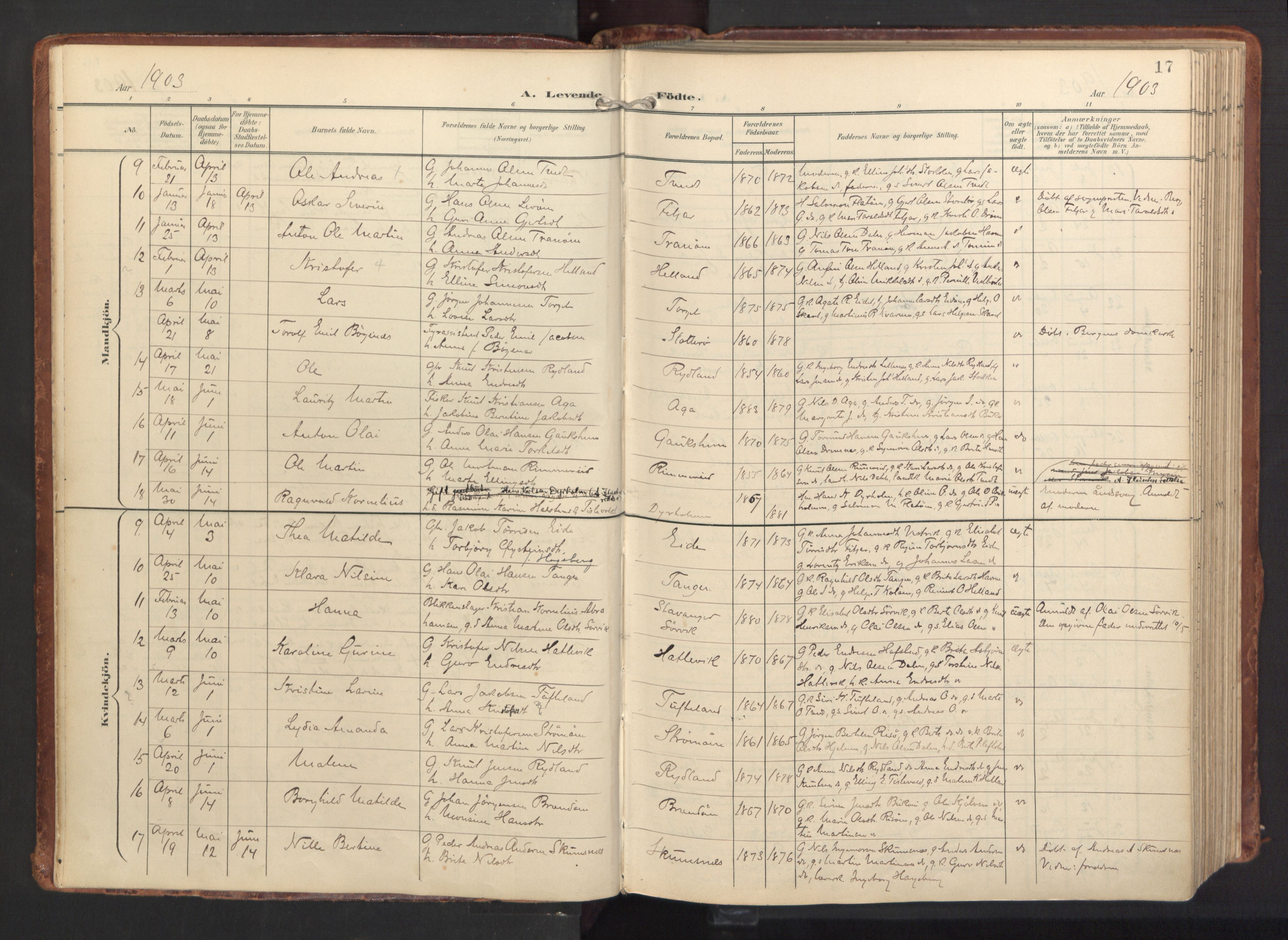 Fitjar sokneprestembete, AV/SAB-A-99926: Parish register (official) no. A 3, 1900-1918, p. 17