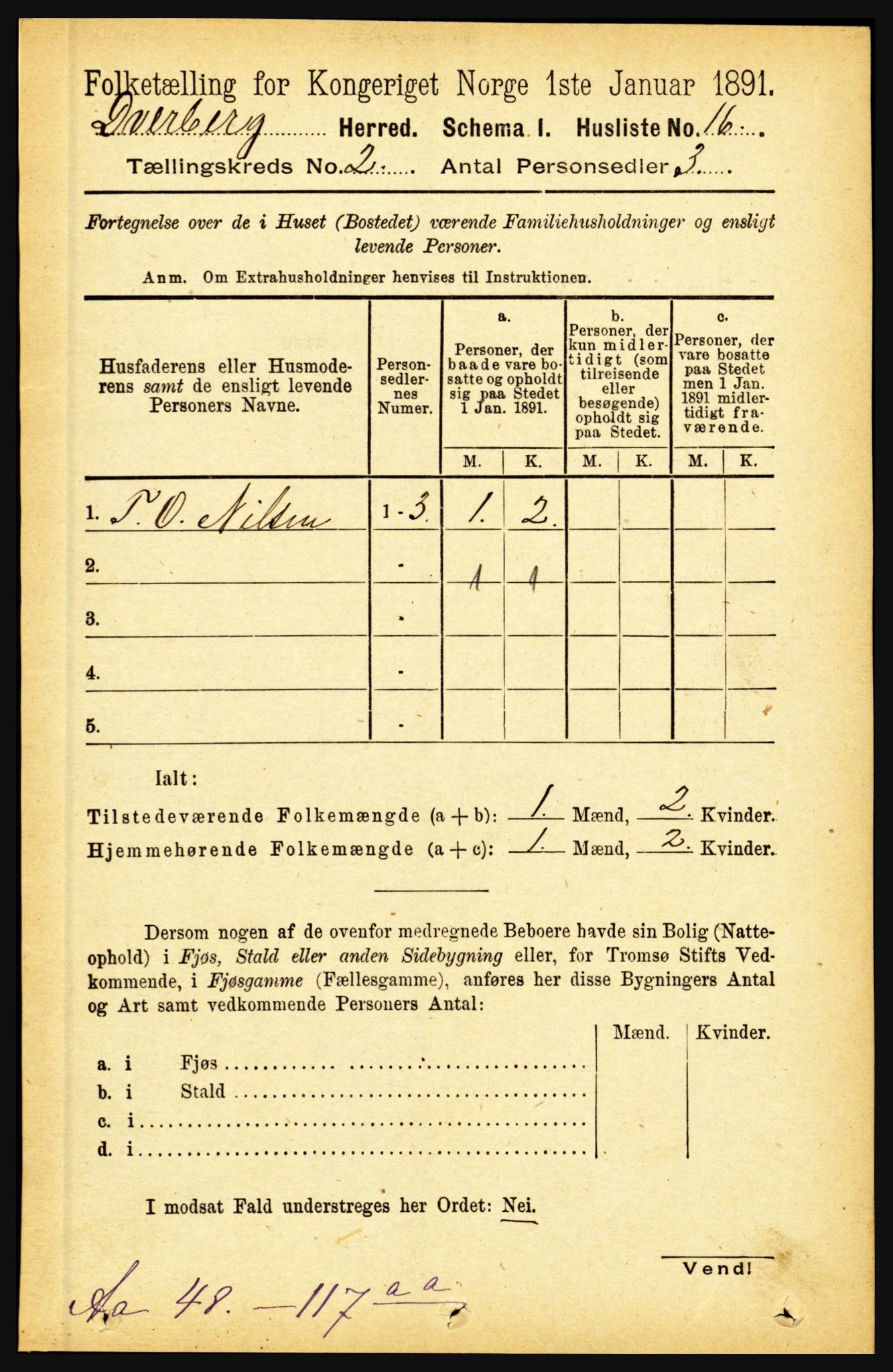 RA, 1891 census for 1872 Dverberg, 1891, p. 593