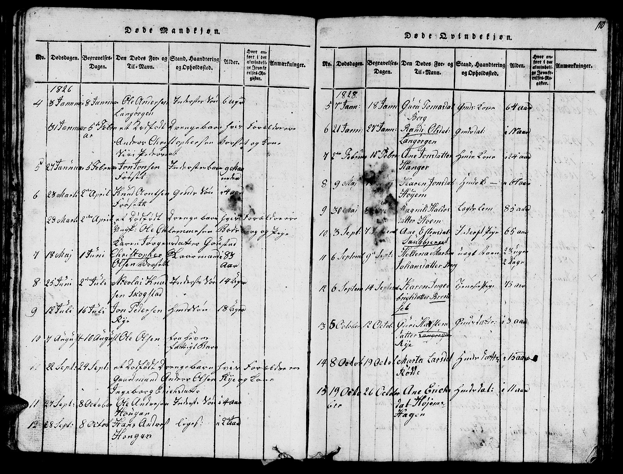 Ministerialprotokoller, klokkerbøker og fødselsregistre - Sør-Trøndelag, SAT/A-1456/612/L0385: Parish register (copy) no. 612C01, 1816-1845, p. 110