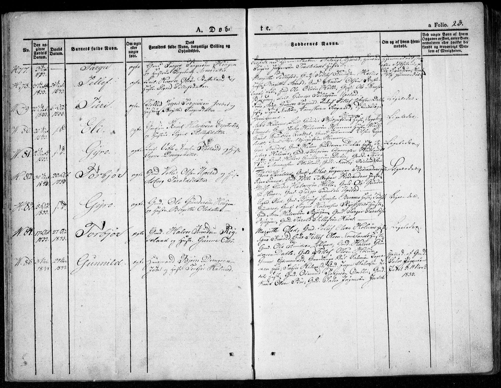 Valle sokneprestkontor, SAK/1111-0044/F/Fa/Fac/L0006: Parish register (official) no. A 6, 1831-1853, p. 23