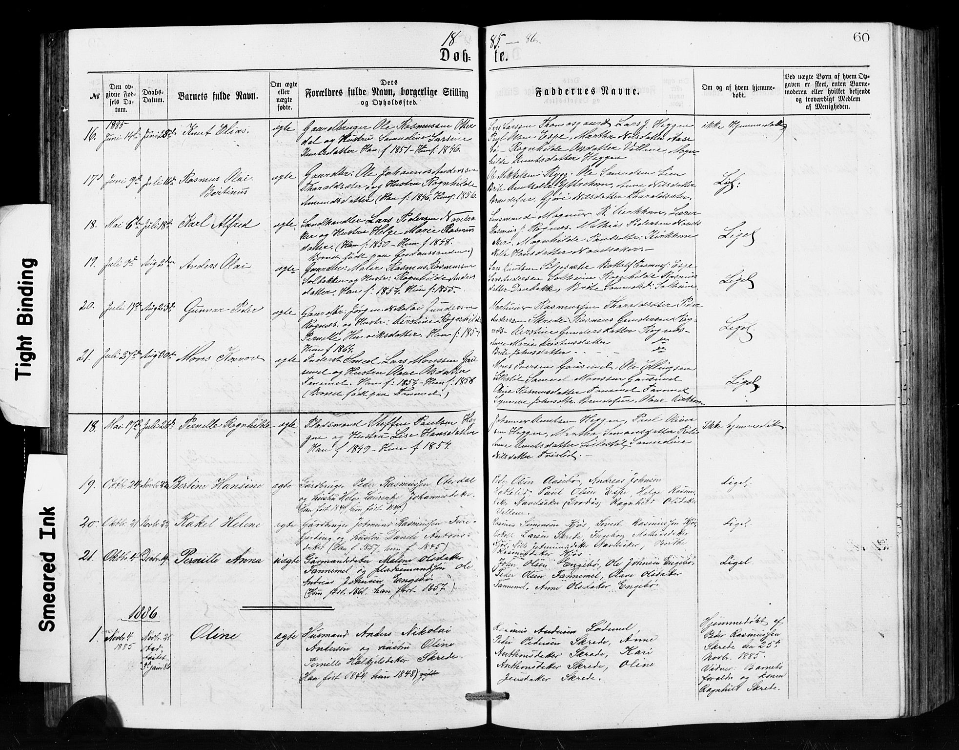Hornindal sokneprestembete, SAB/A-82401/H/Hab: Parish register (copy) no. A 1, 1876-1894, p. 60