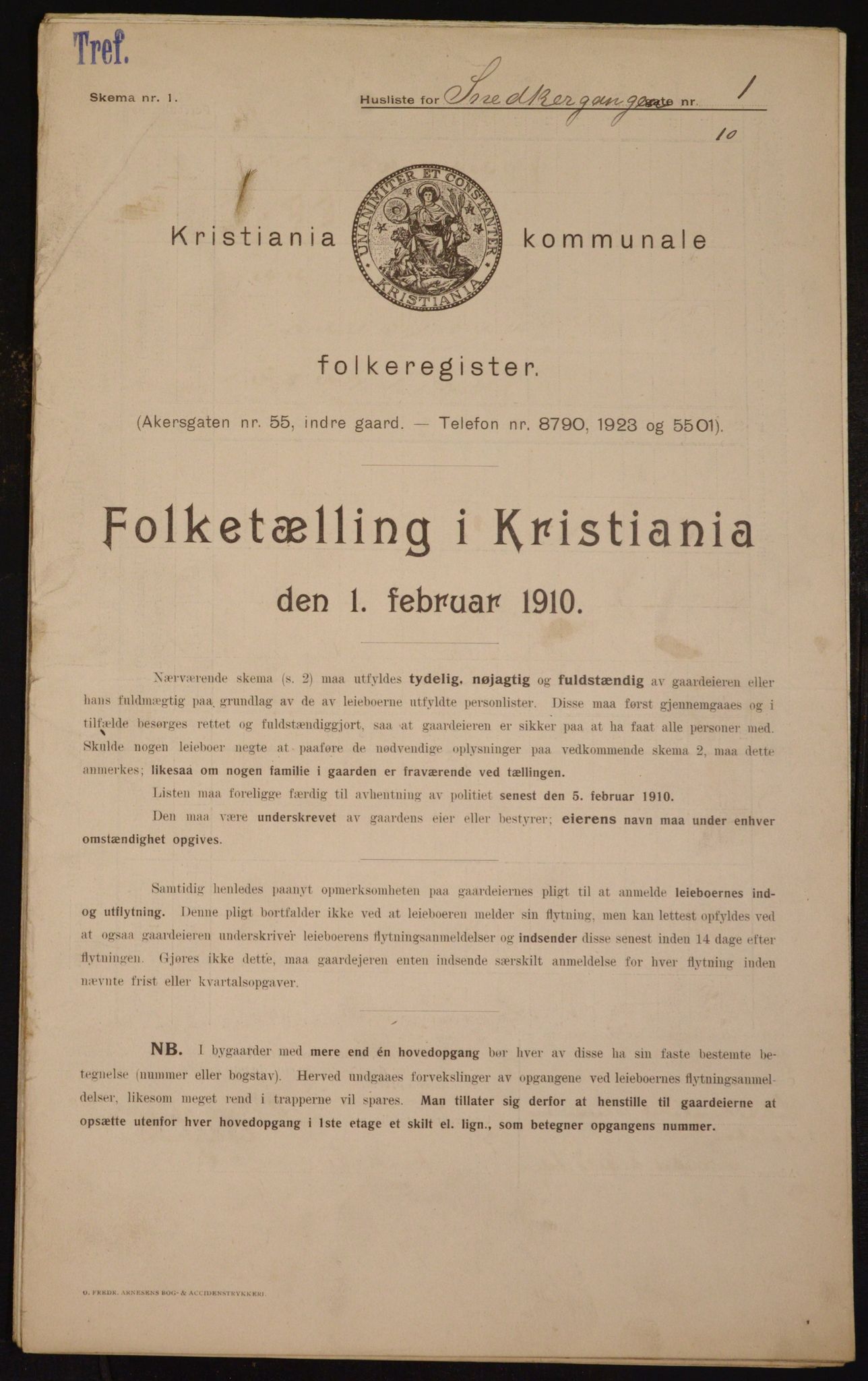 OBA, Municipal Census 1910 for Kristiania, 1910, p. 93333