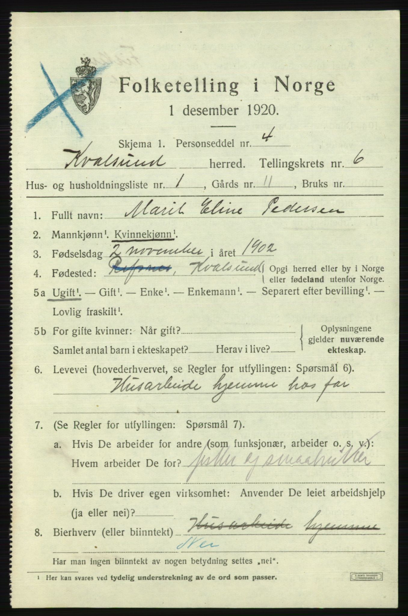 SATØ, 1920 census for , 1920, p. 1988