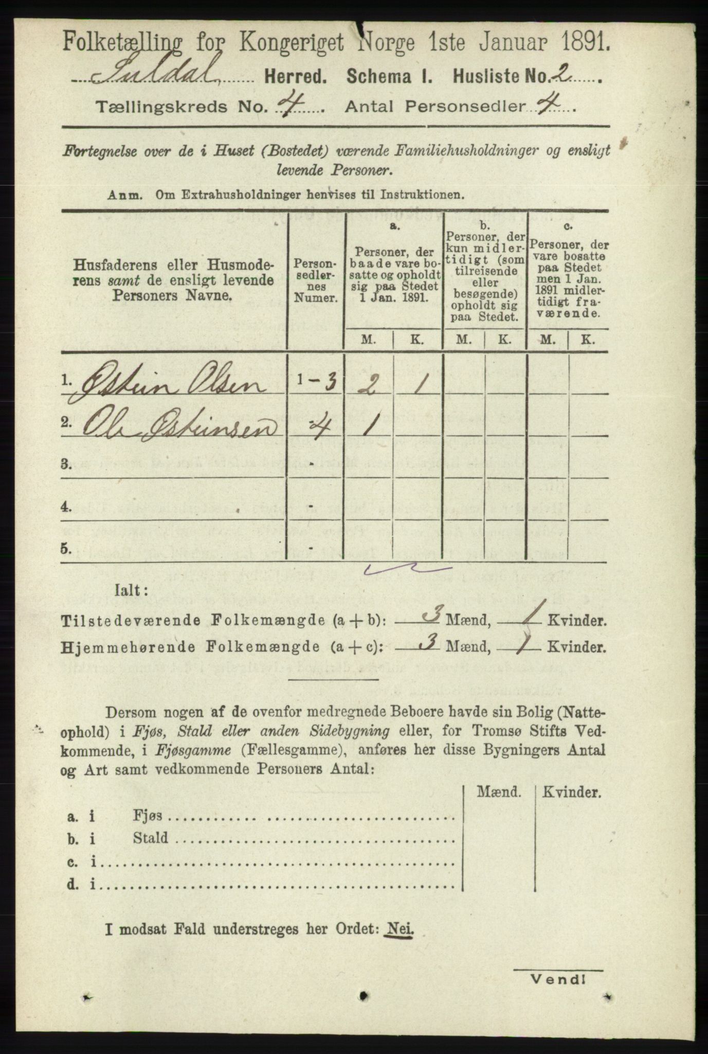 RA, 1891 census for 1134 Suldal, 1891, p. 757