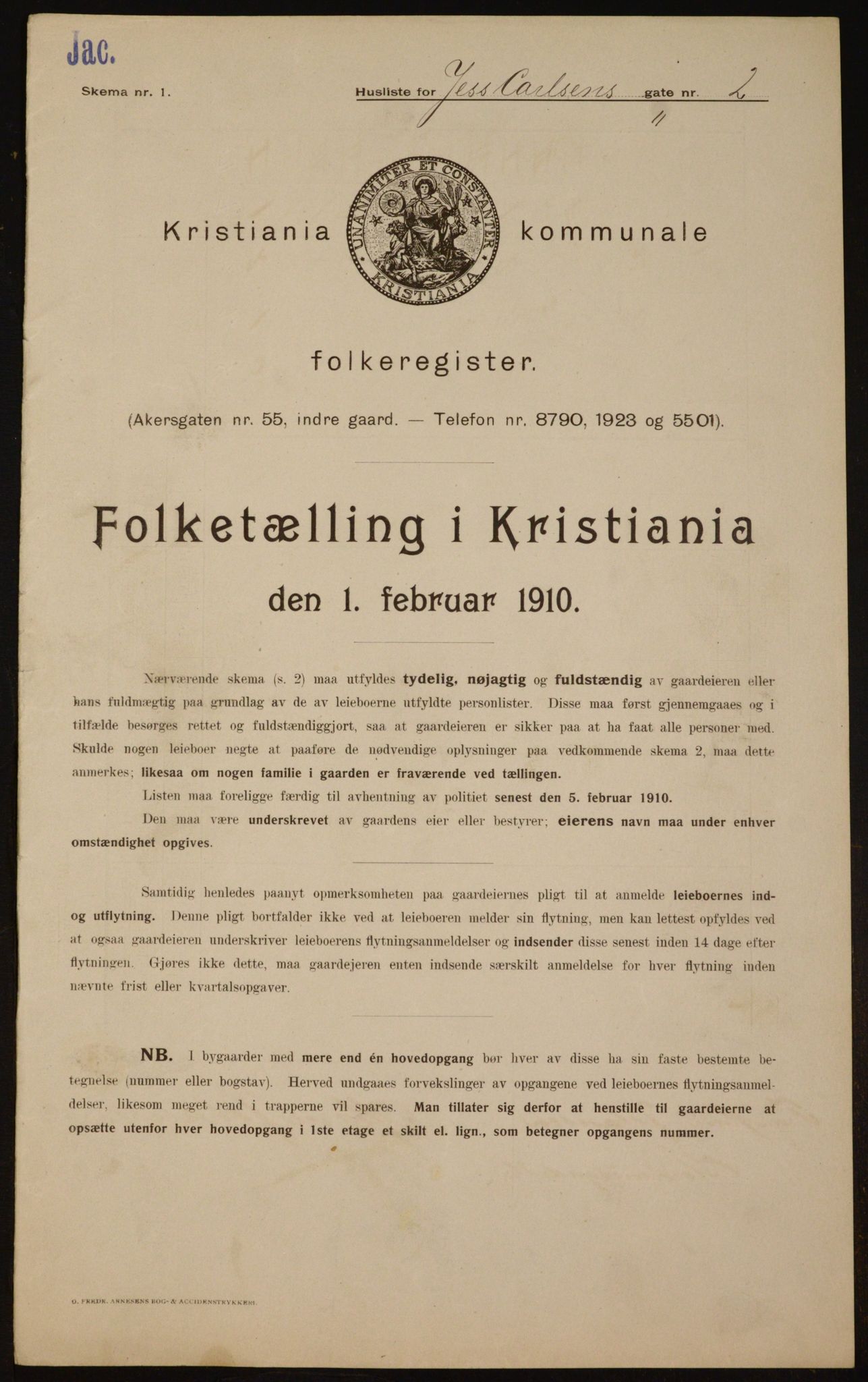 OBA, Municipal Census 1910 for Kristiania, 1910, p. 45643