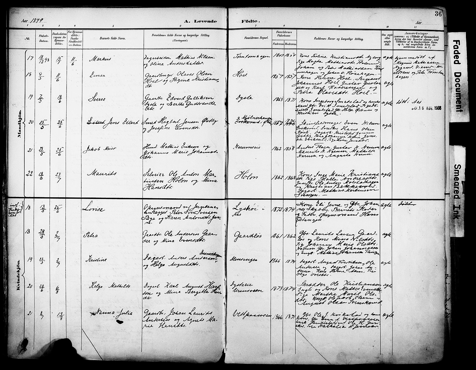 Vestre Toten prestekontor, AV/SAH-PREST-108/H/Ha/Haa/L0013: Parish register (official) no. 13, 1895-1911, p. 36