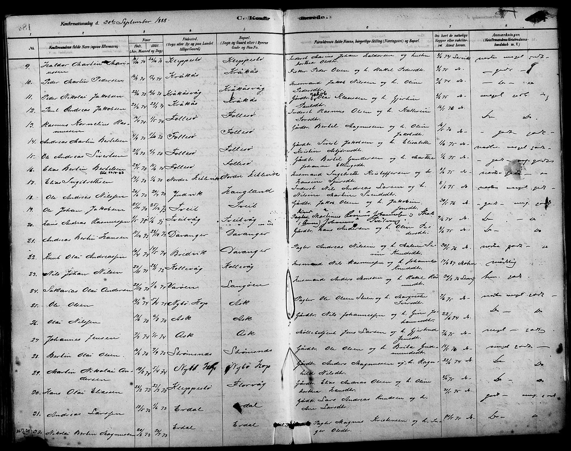 Askøy Sokneprestembete, SAB/A-74101/H/Ha/Haa/Haab/L0001: Parish register (official) no. B 1, 1878-1889, p. 184