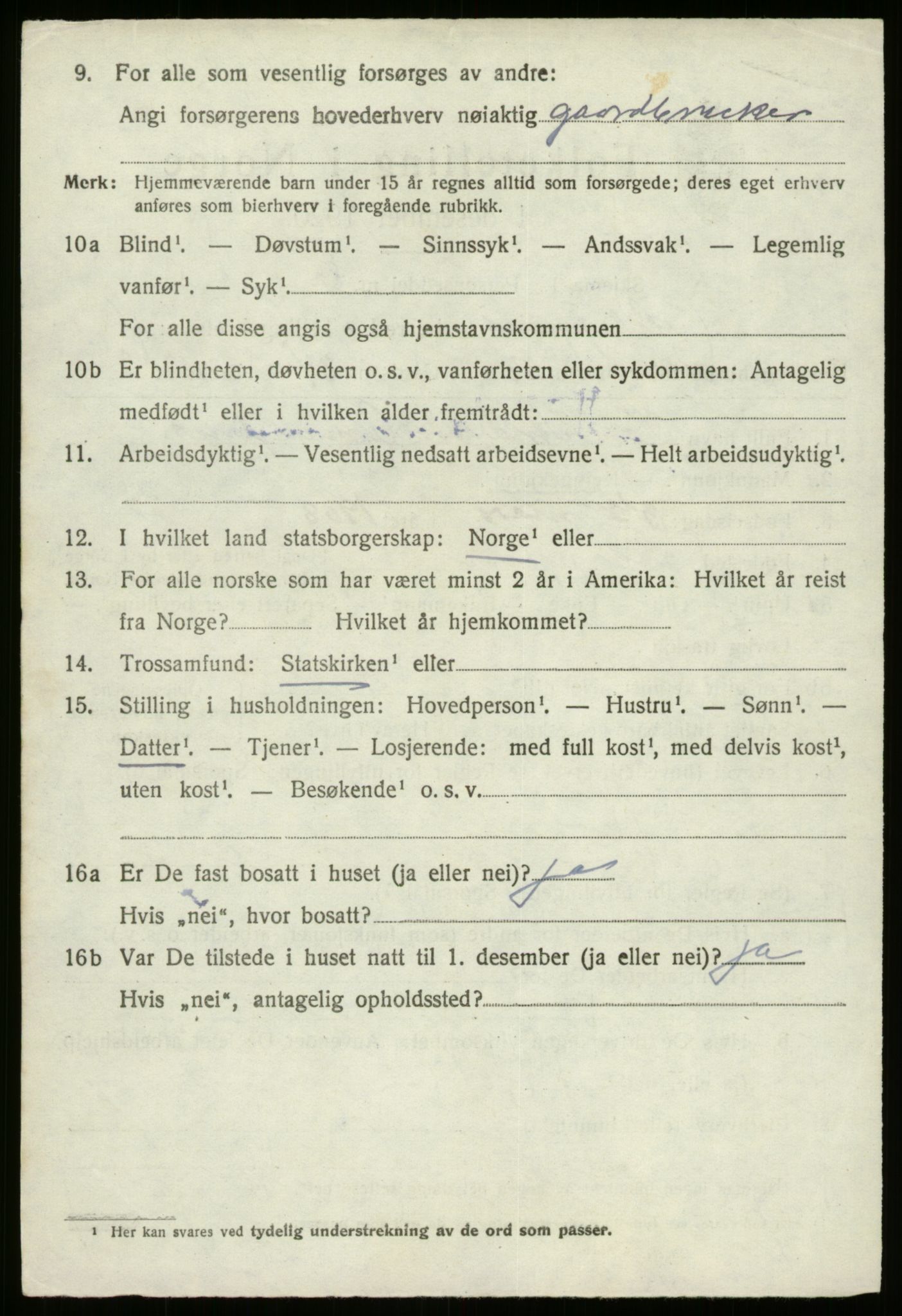 SAB, 1920 census for Gloppen, 1920, p. 3327