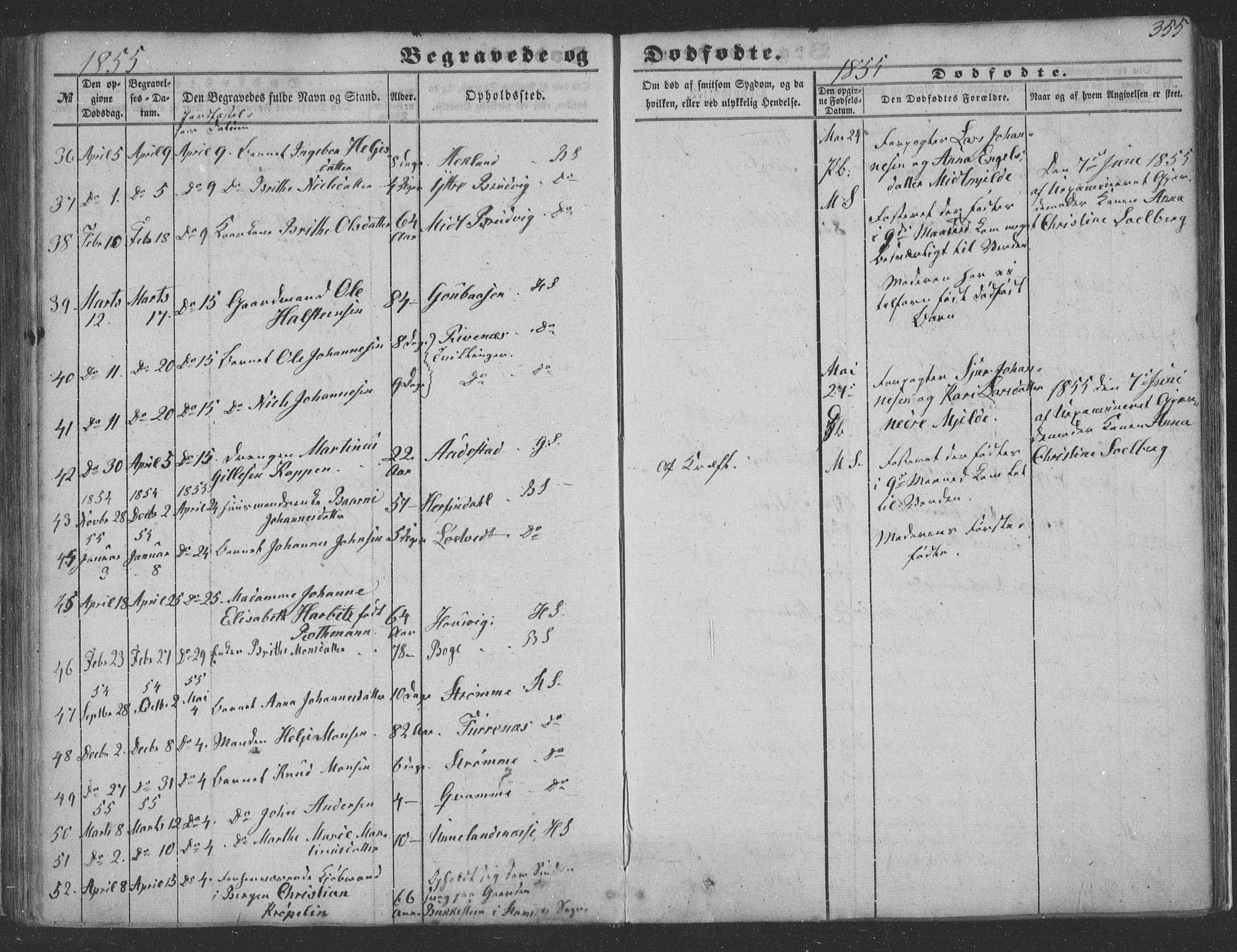 Haus sokneprestembete, AV/SAB-A-75601/H/Haa: Parish register (official) no. A 16 II, 1848-1857, p. 355