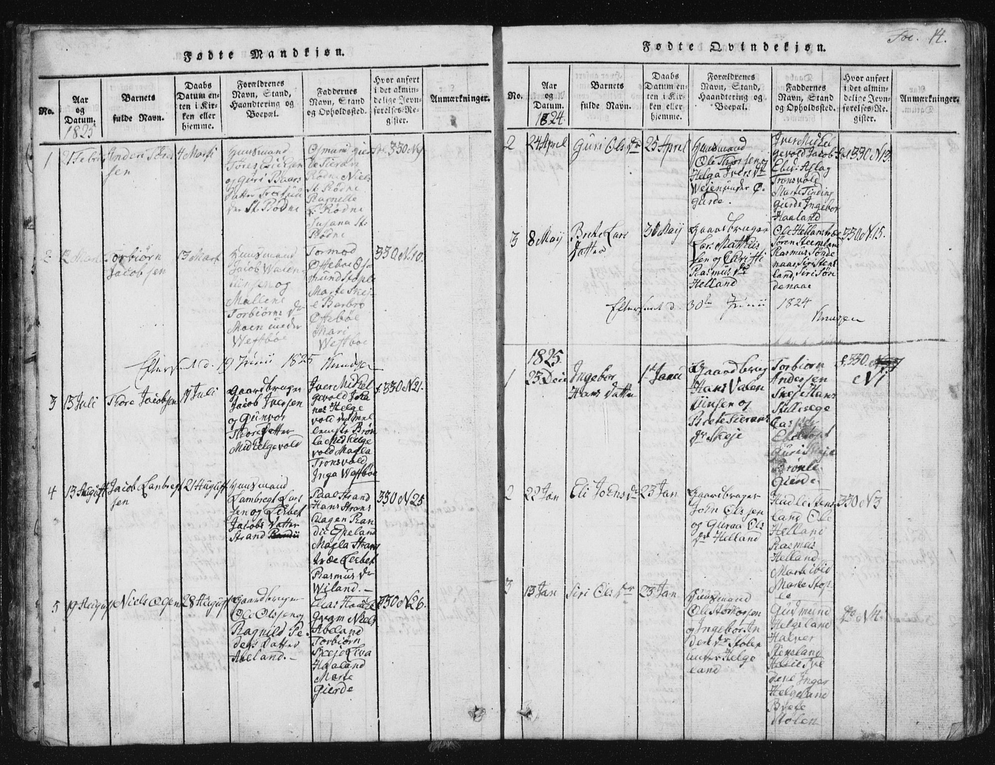 Vikedal sokneprestkontor, SAST/A-101840/01/V: Parish register (copy) no. B 2, 1816-1863, p. 14