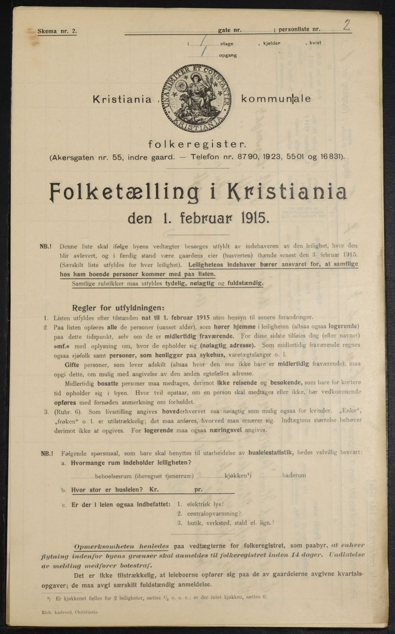 OBA, Municipal Census 1915 for Kristiania, 1915, p. 21308