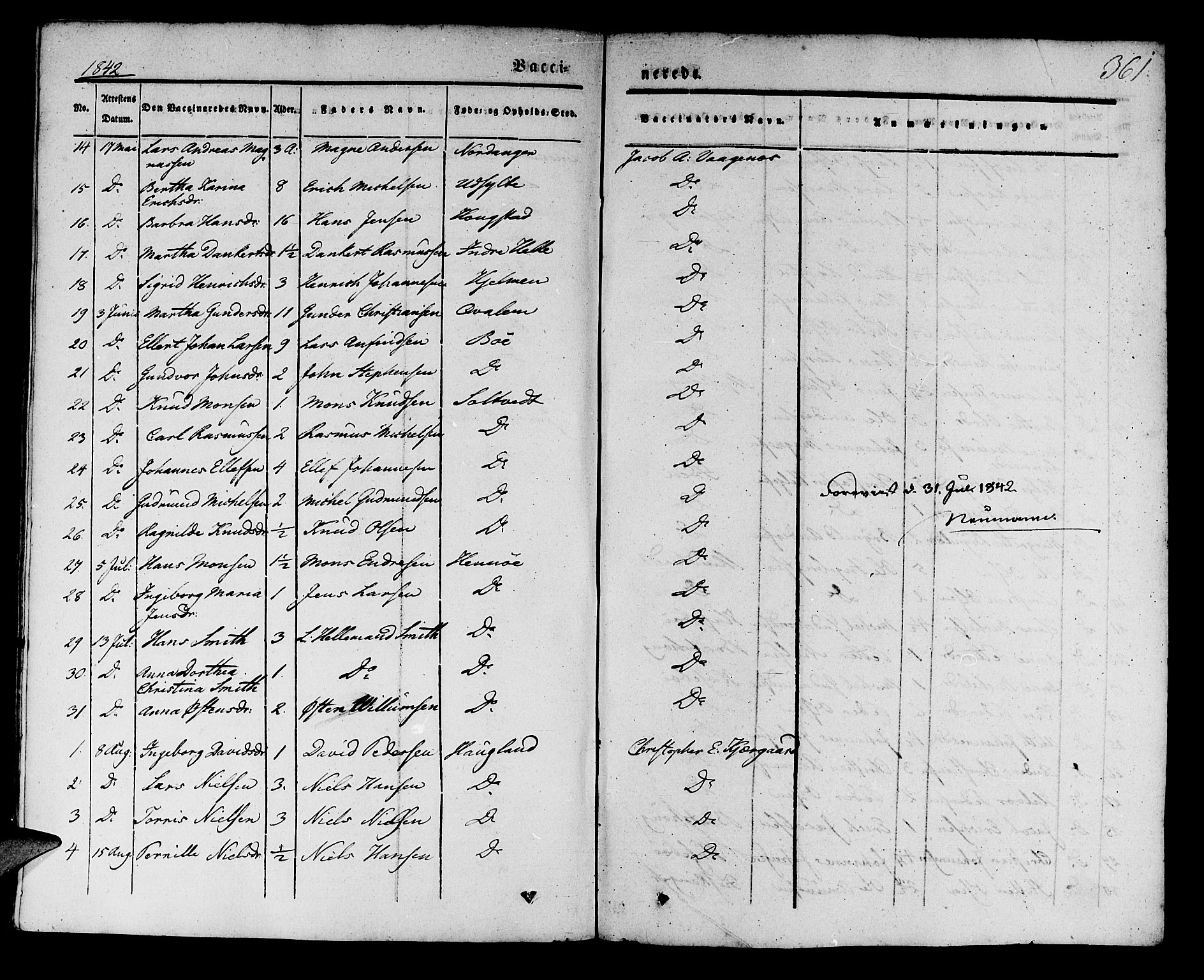 Manger sokneprestembete, SAB/A-76801/H/Haa: Parish register (official) no. A 5, 1839-1848, p. 361
