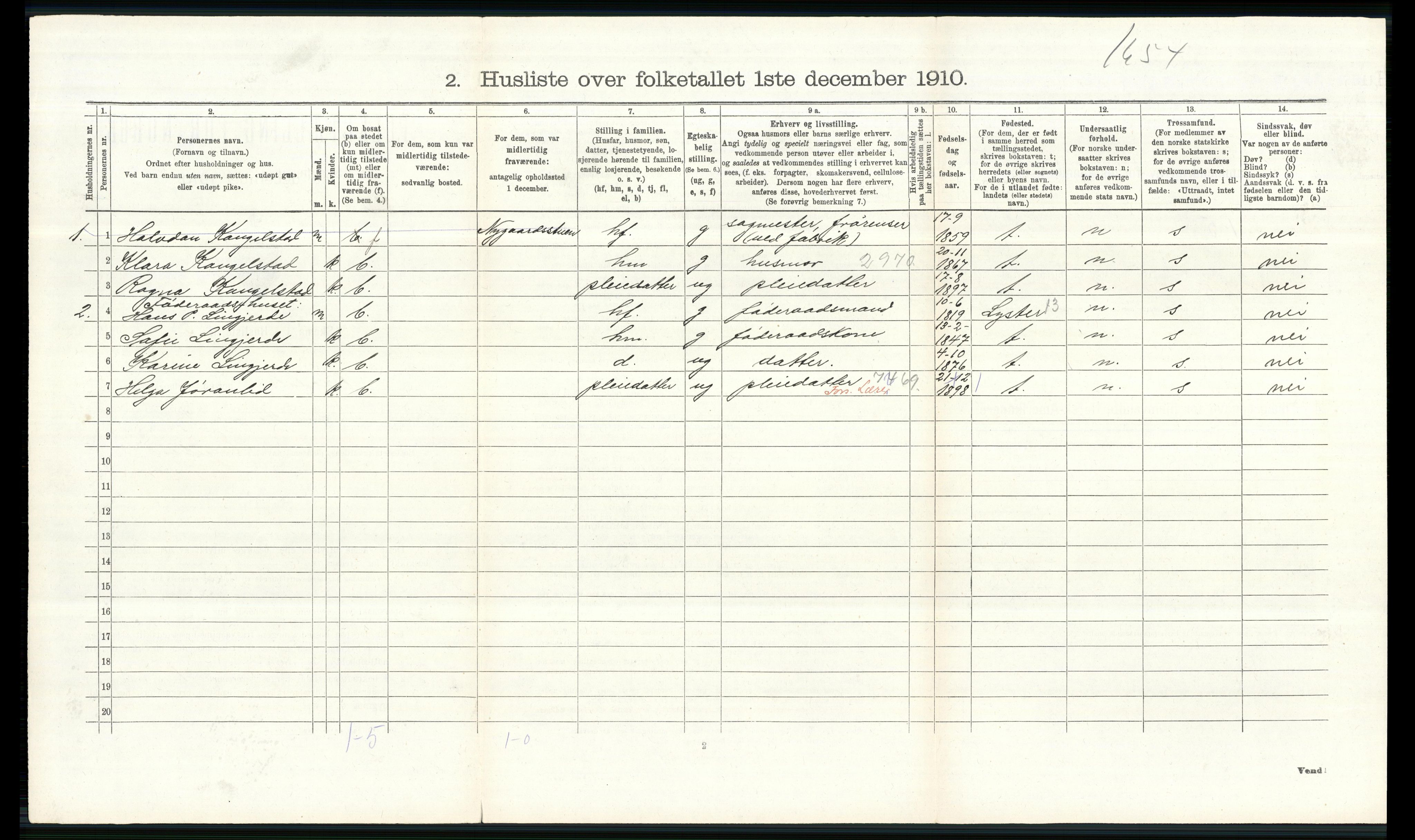 RA, 1910 census for Vardal, 1910, p. 605