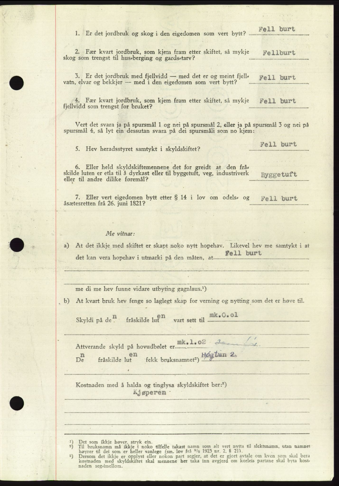 Søre Sunnmøre sorenskriveri, AV/SAT-A-4122/1/2/2C/L0085: Mortgage book no. 11A, 1949-1949, Diary no: : 1605/1949