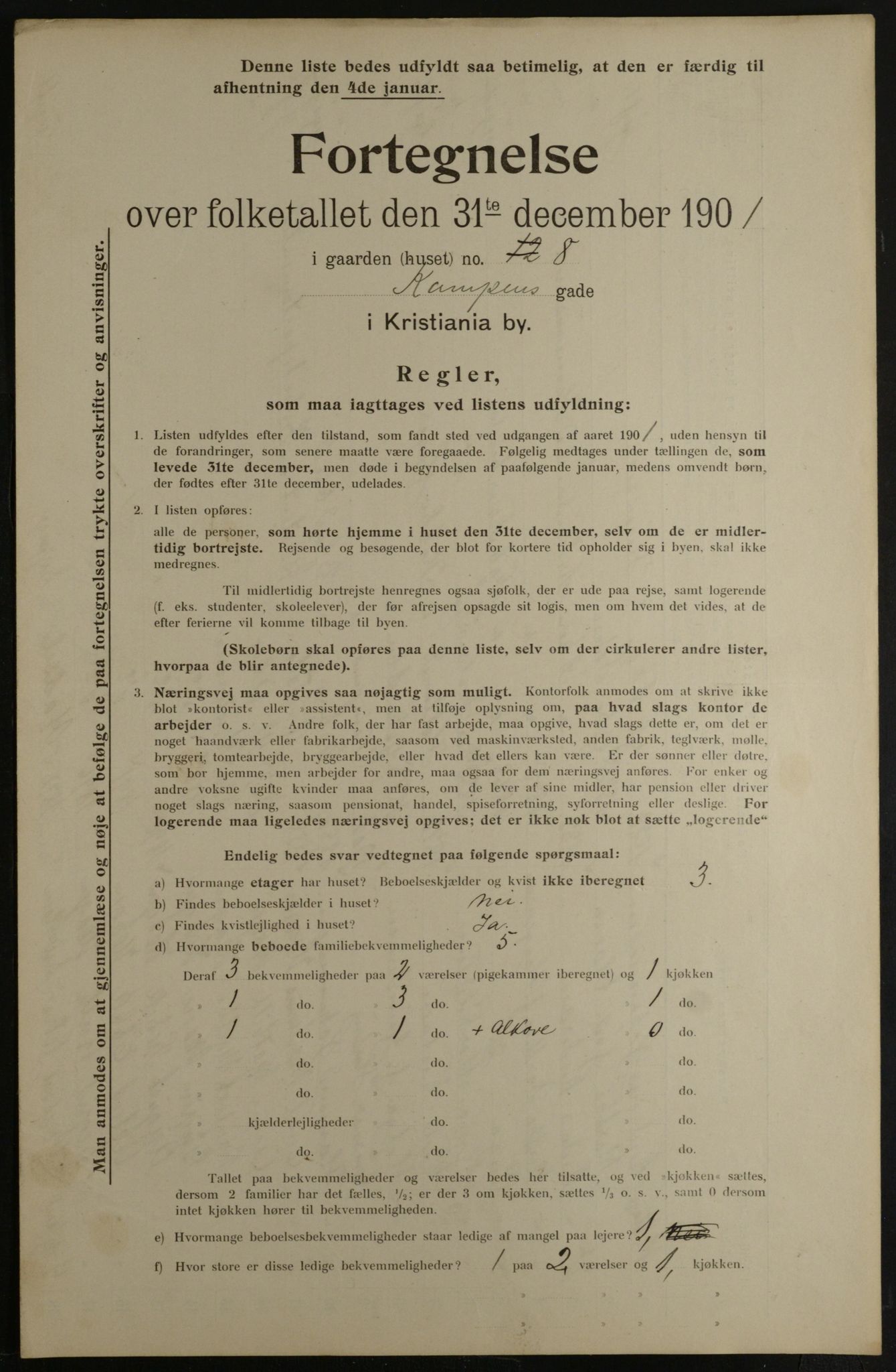 OBA, Municipal Census 1901 for Kristiania, 1901, p. 7463