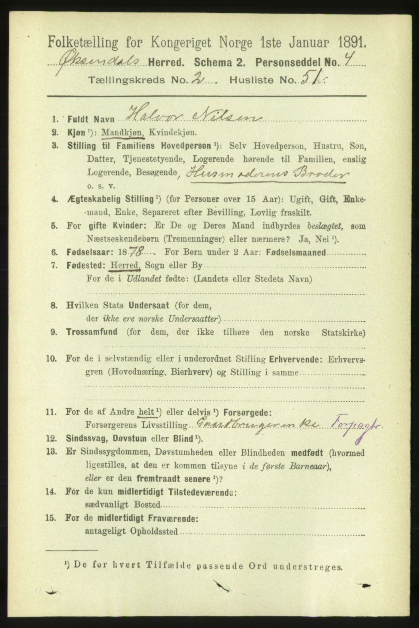 RA, 1891 census for 1561 Øksendal, 1891, p. 567