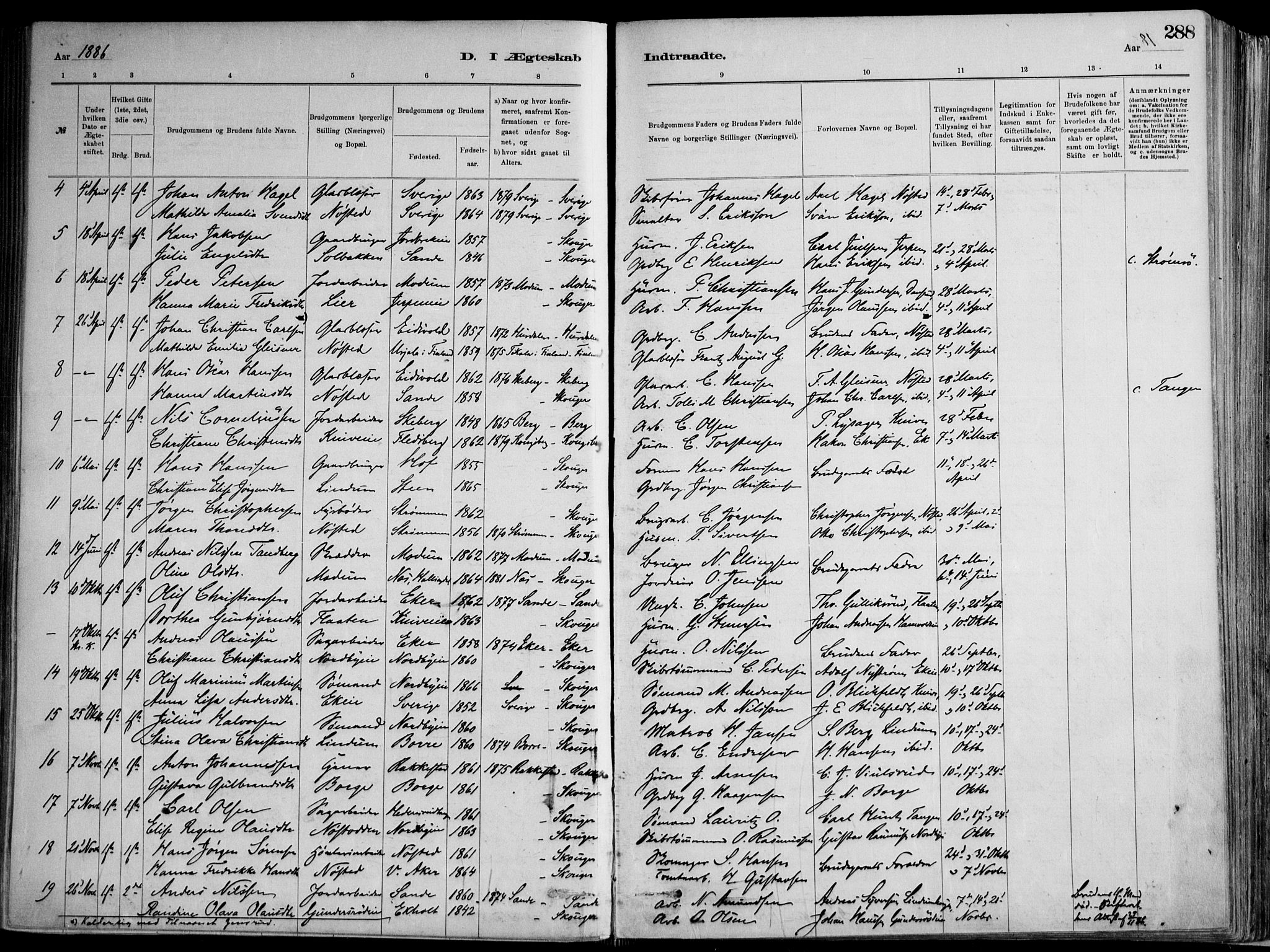 Skoger kirkebøker, AV/SAKO-A-59/F/Fa/L0006: Parish register (official) no. I 6, 1885-1910, p. 288