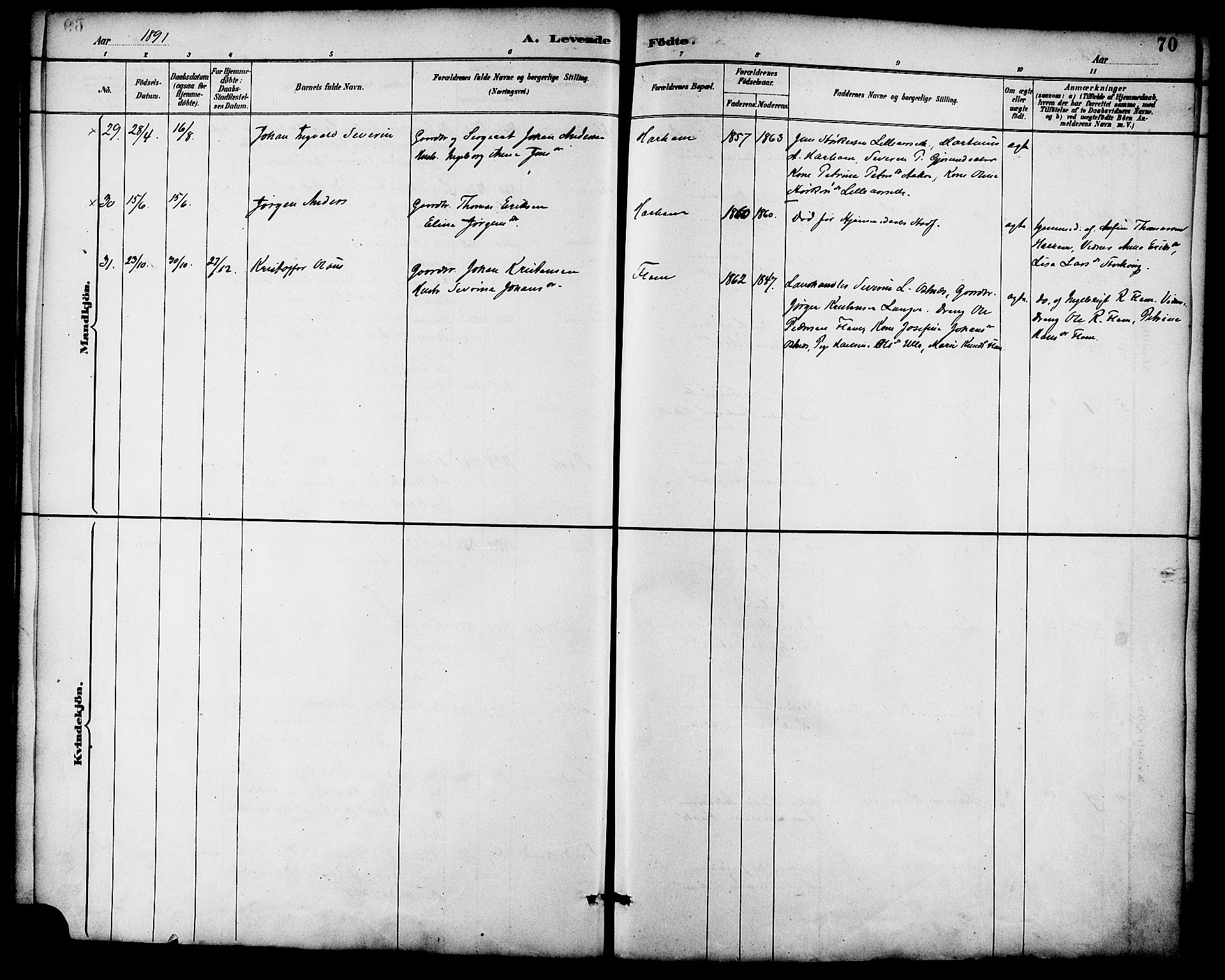 Ministerialprotokoller, klokkerbøker og fødselsregistre - Møre og Romsdal, AV/SAT-A-1454/536/L0501: Parish register (official) no. 536A10, 1884-1896, p. 70