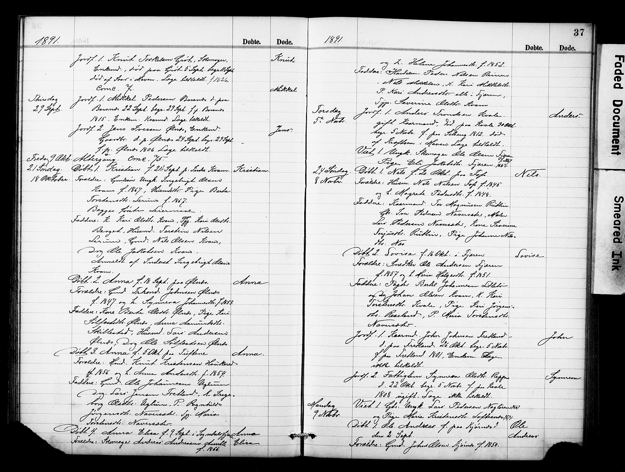 Sogndal sokneprestembete, AV/SAB-A-81301/H/Hab/Haba/L0001: Parish register (copy) no. A 1, 1887-1907, p. 37