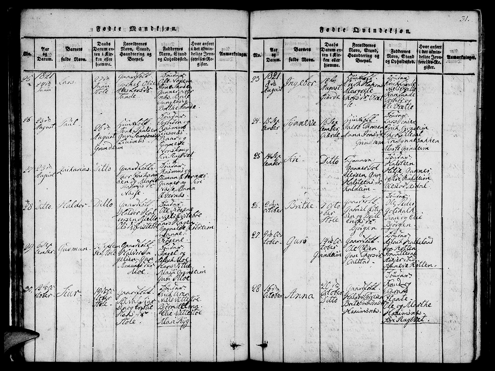 Etne sokneprestembete, AV/SAB-A-75001/H/Haa: Parish register (official) no. A 6, 1815-1831, p. 31