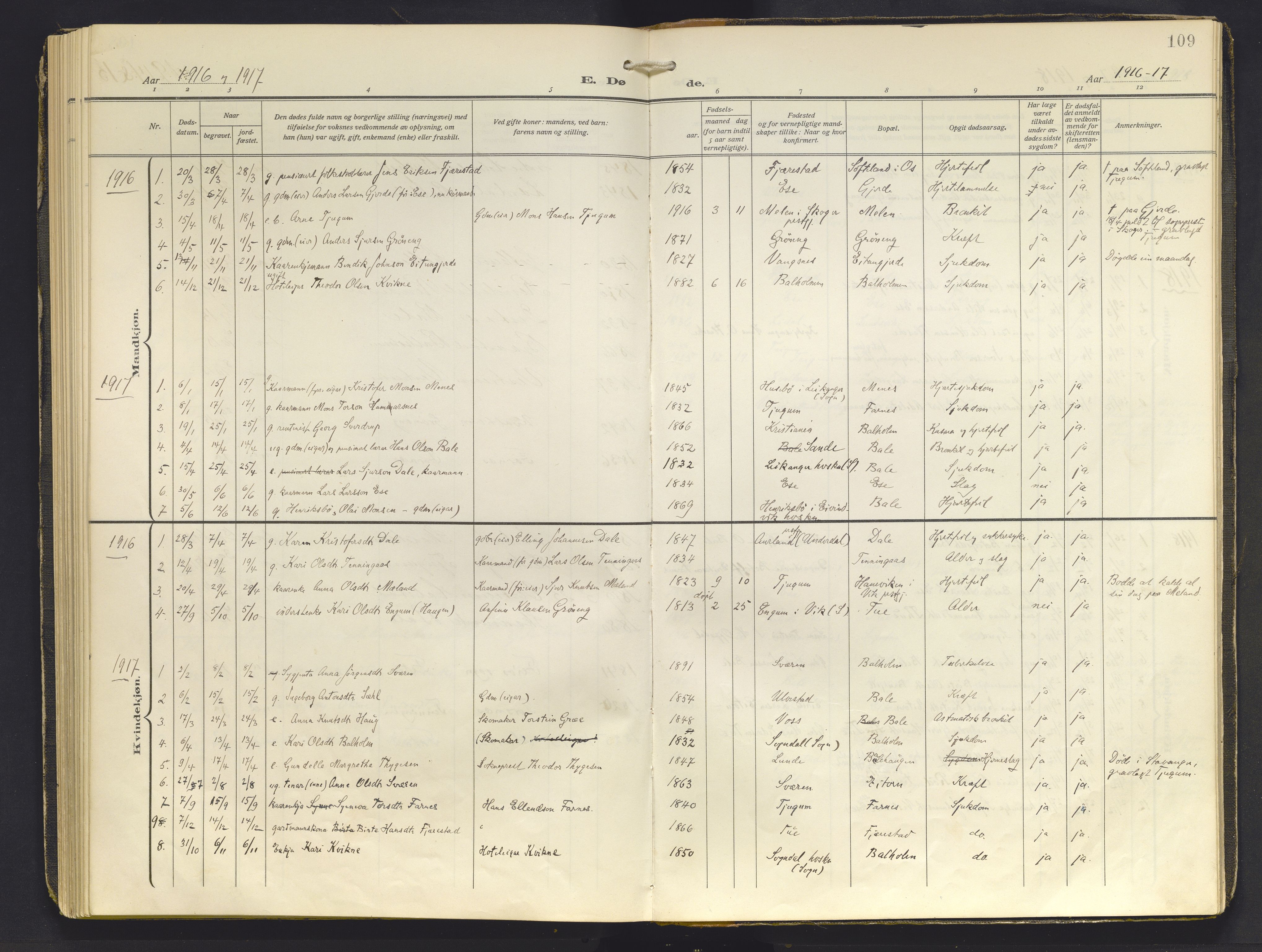 Balestrand sokneprestembete, AV/SAB-A-79601/H/Haa/Haab/L0002: Parish register (official) no. B 2, 1911-1932, p. 109