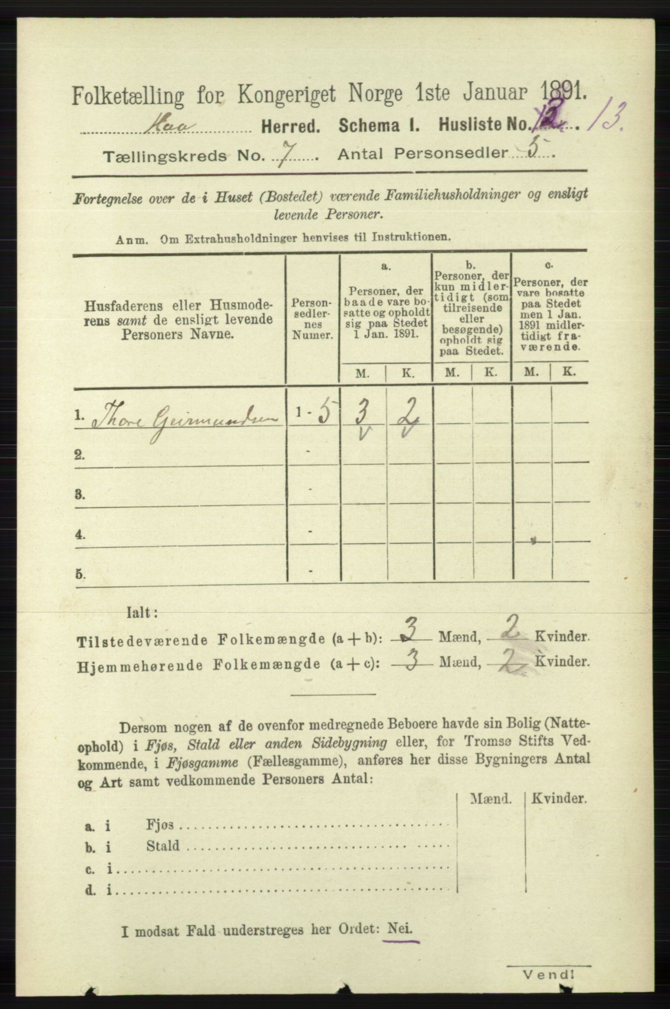 RA, 1891 census for 1119 Hå, 1891, p. 1904