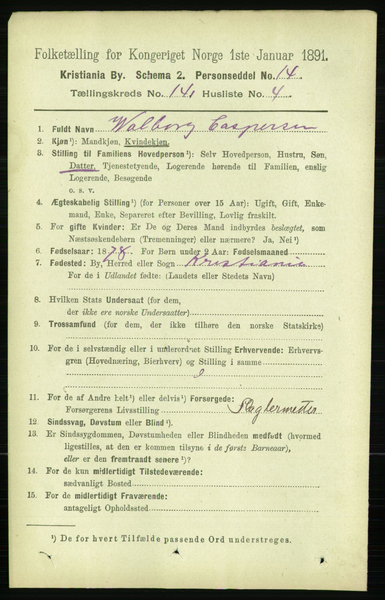 RA, 1891 census for 0301 Kristiania, 1891, p. 78191