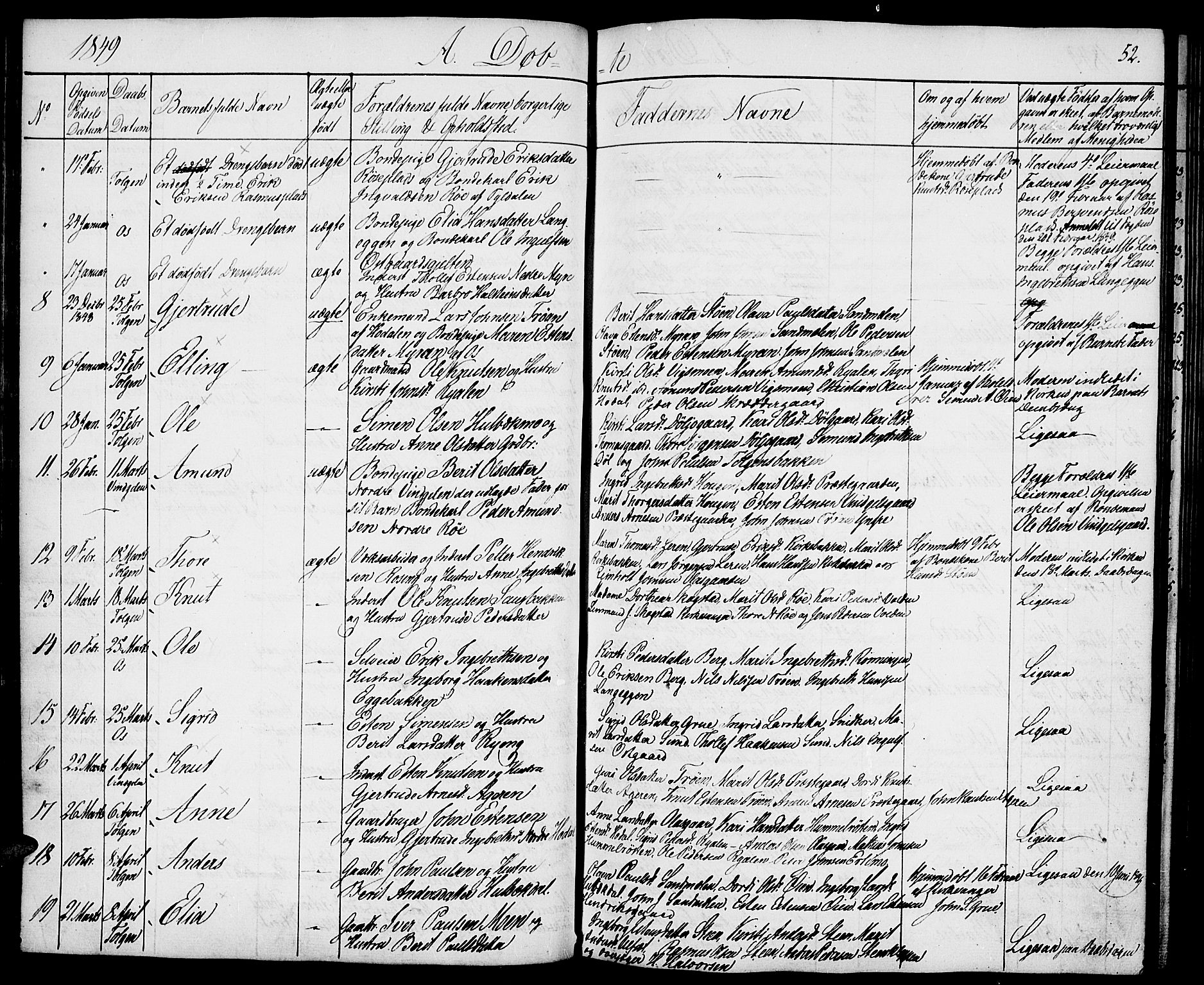 Tolga prestekontor, AV/SAH-PREST-062/K/L0005: Parish register (official) no. 5, 1836-1852, p. 52