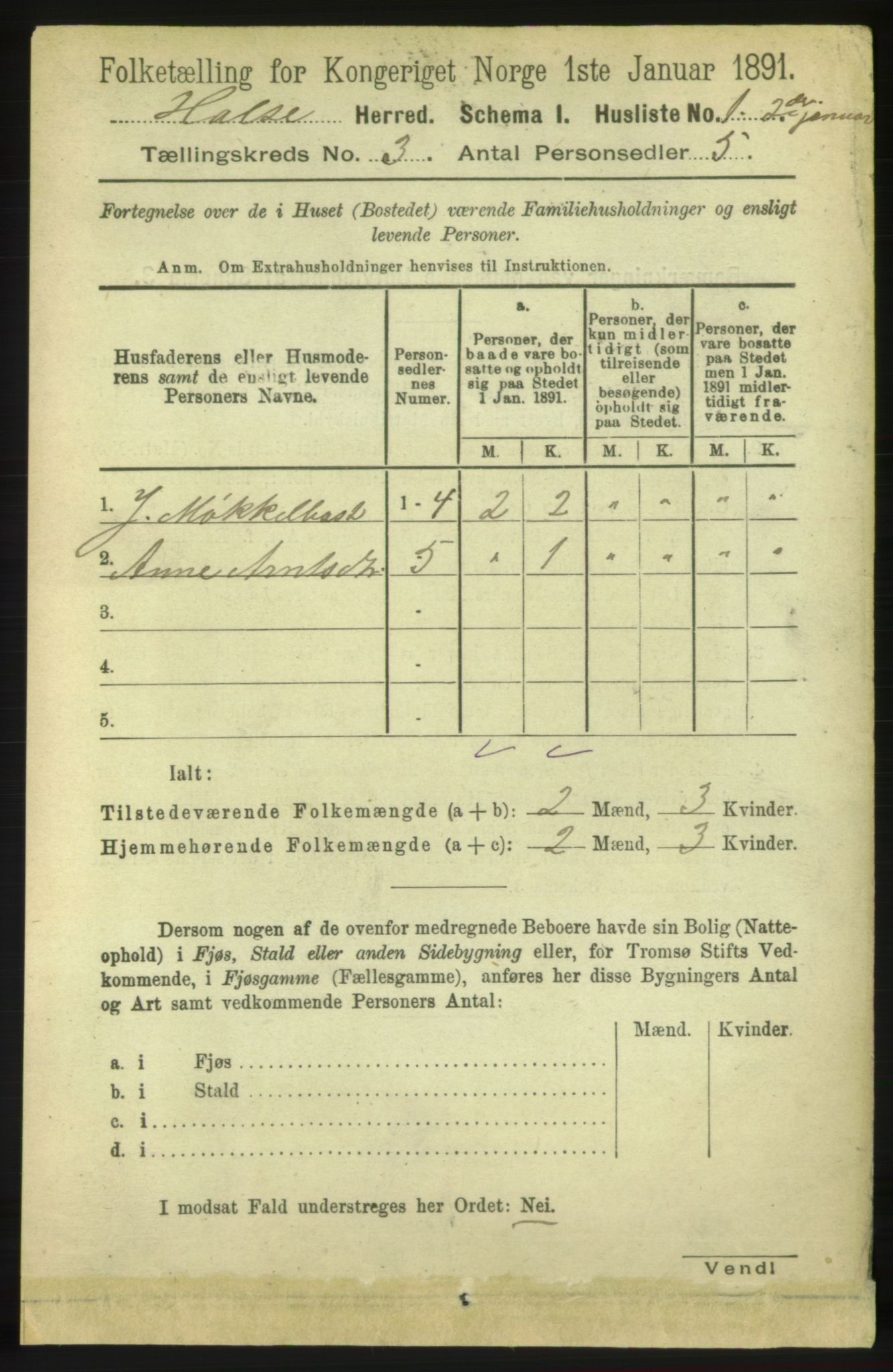 RA, 1891 census for 1571 Halsa, 1891, p. 427