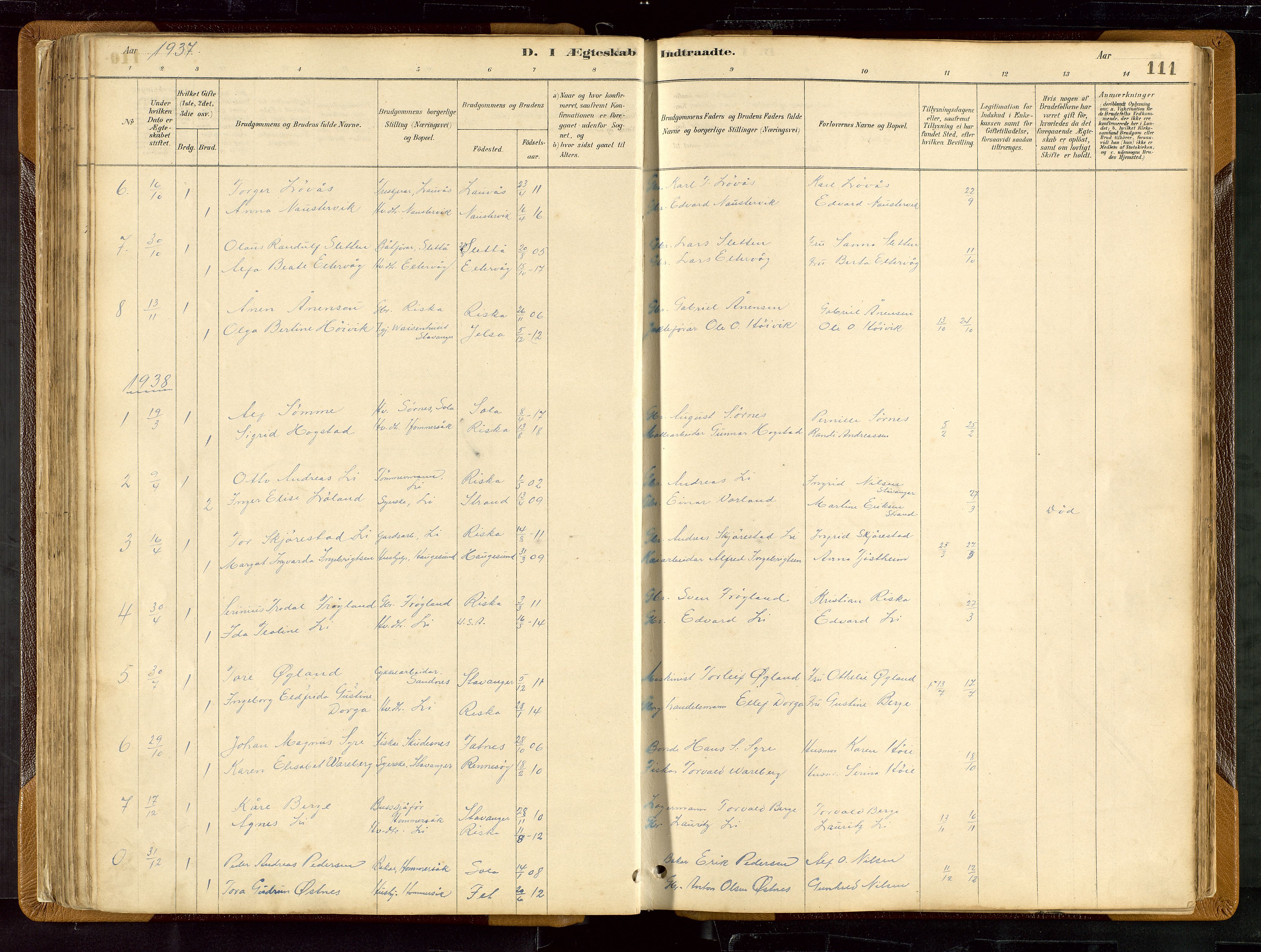 Hetland sokneprestkontor, SAST/A-101826/30/30BB/L0007: Parish register (copy) no. B 7, 1878-1910, p. 111