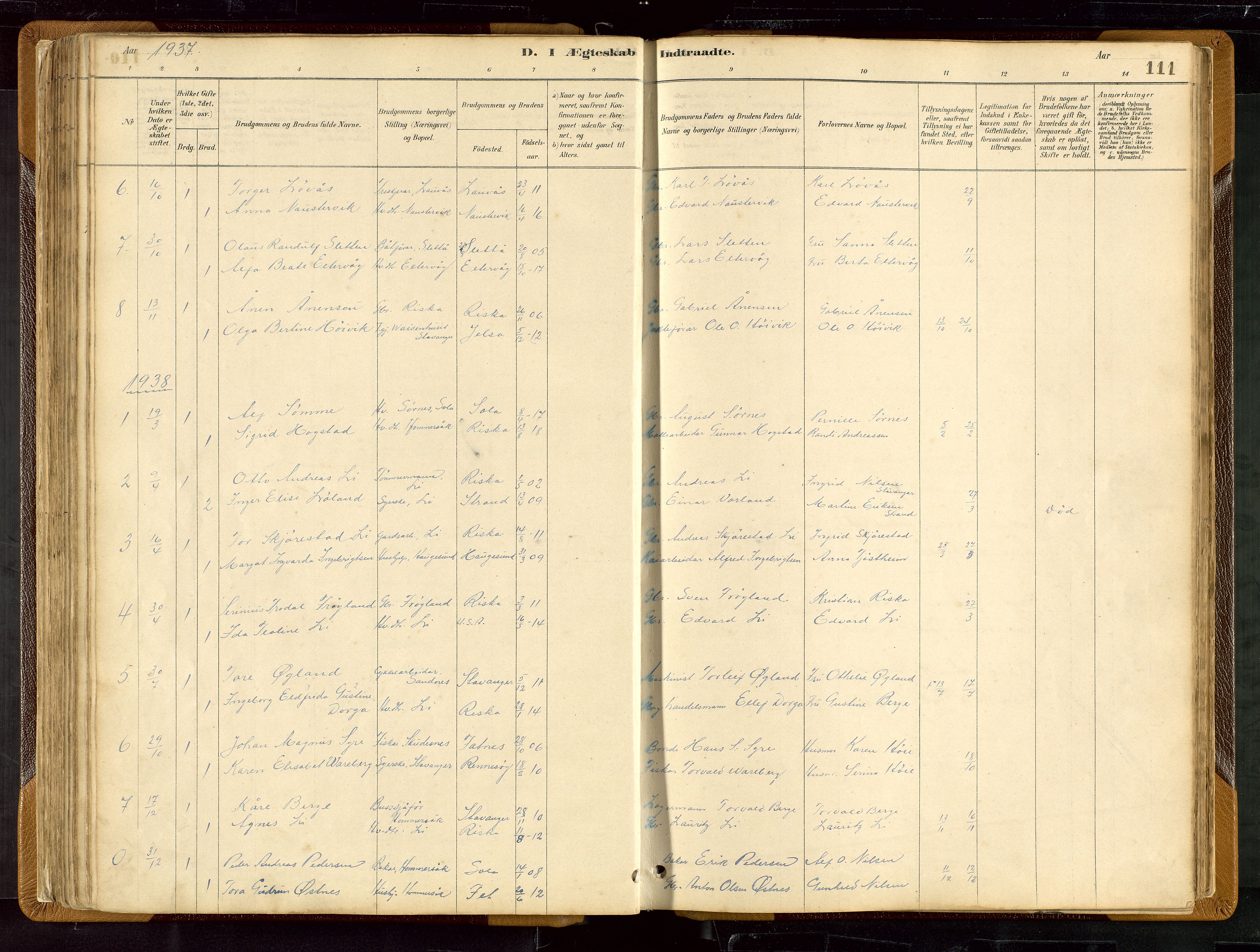 Hetland sokneprestkontor, AV/SAST-A-101826/30/30BB/L0007: Parish register (copy) no. B 7, 1878-1910, p. 111