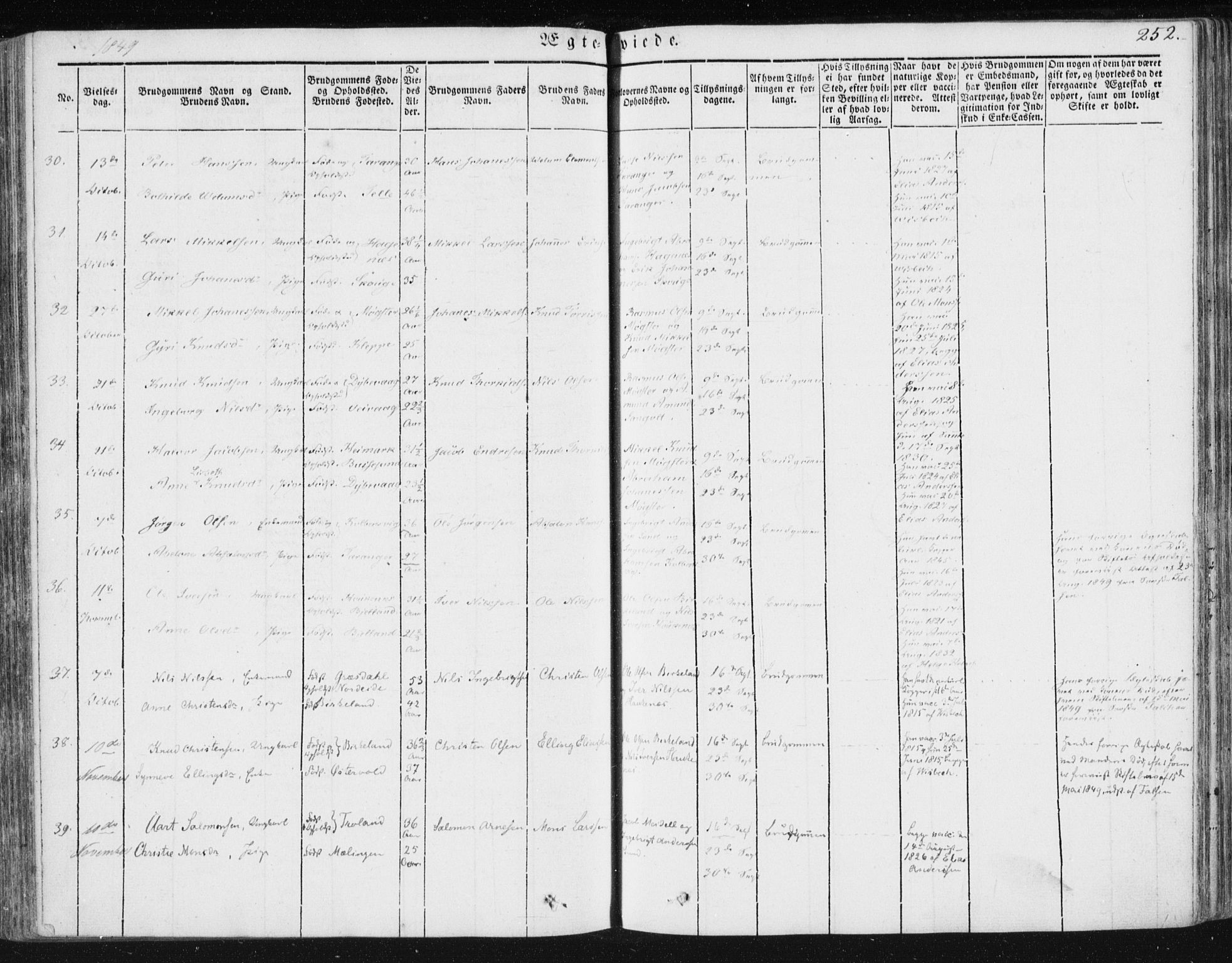 Sund sokneprestembete, AV/SAB-A-99930: Parish register (official) no. A 13, 1835-1849, p. 252