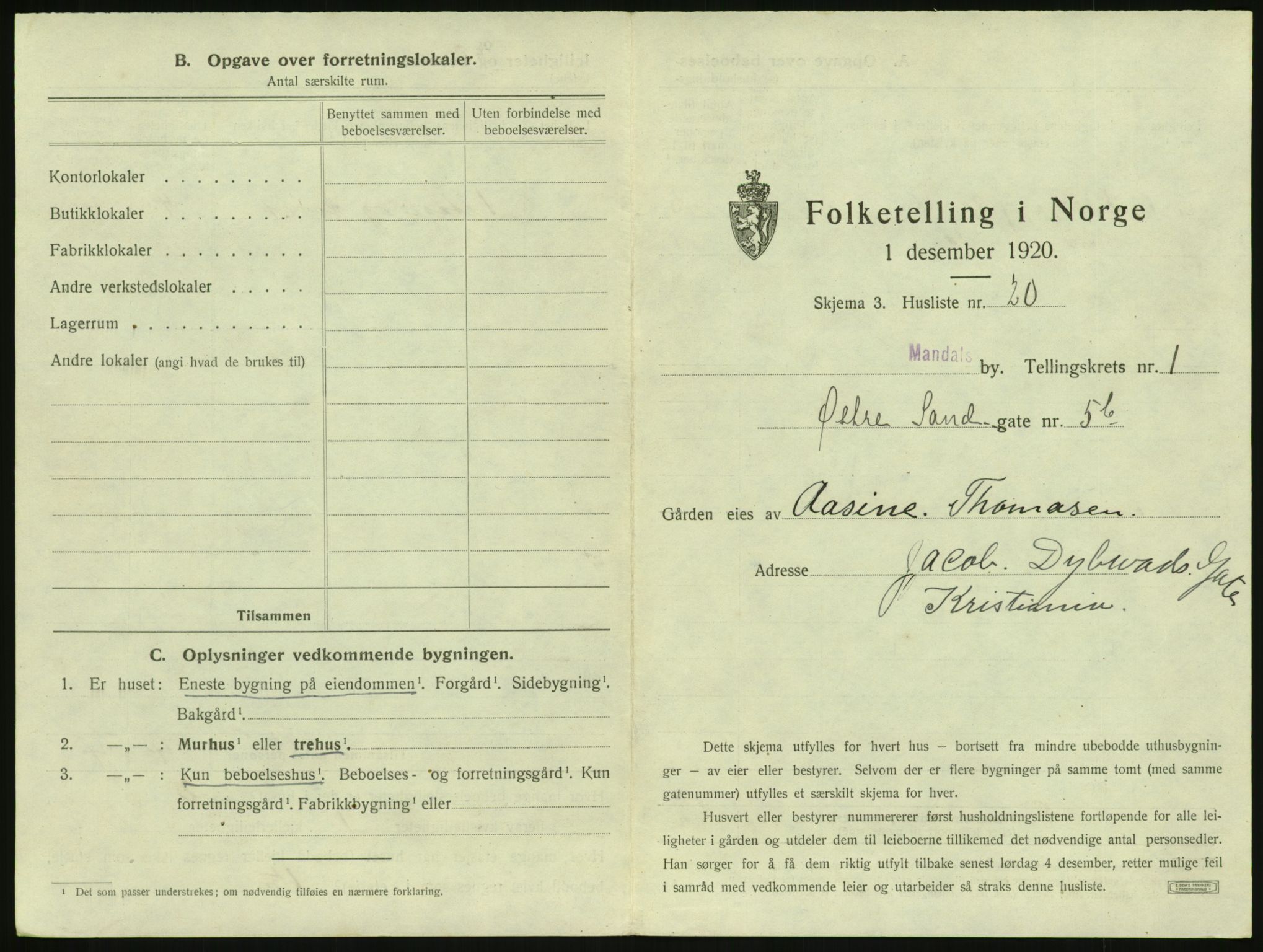 SAK, 1920 census for Mandal, 1920, p. 83