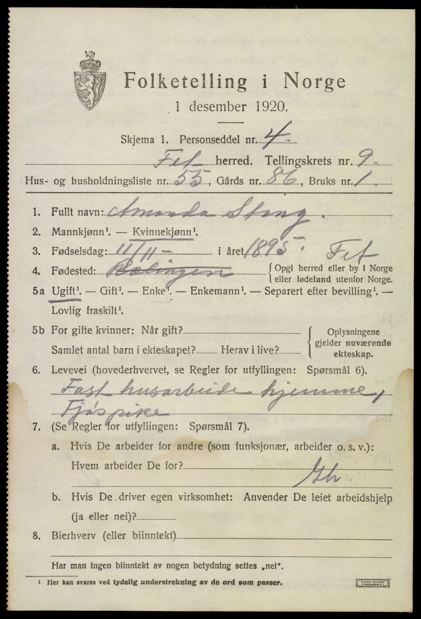 SAO, 1920 census for Fet, 1920, p. 10036