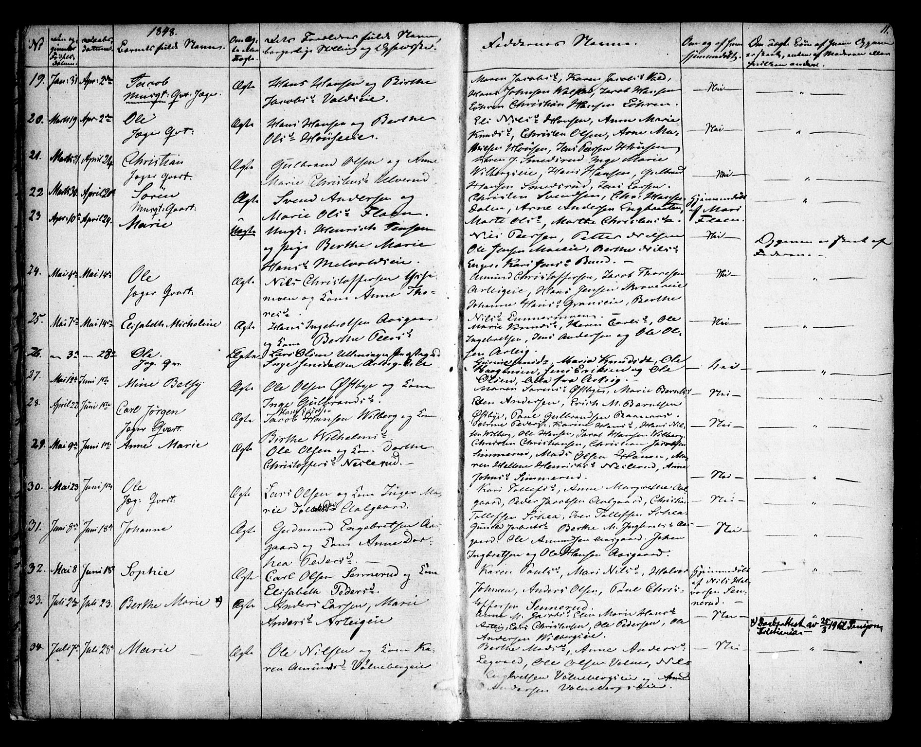 Sørum prestekontor Kirkebøker, AV/SAO-A-10303/F/Fa/L0005: Parish register (official) no. I 5, 1846-1863, p. 11